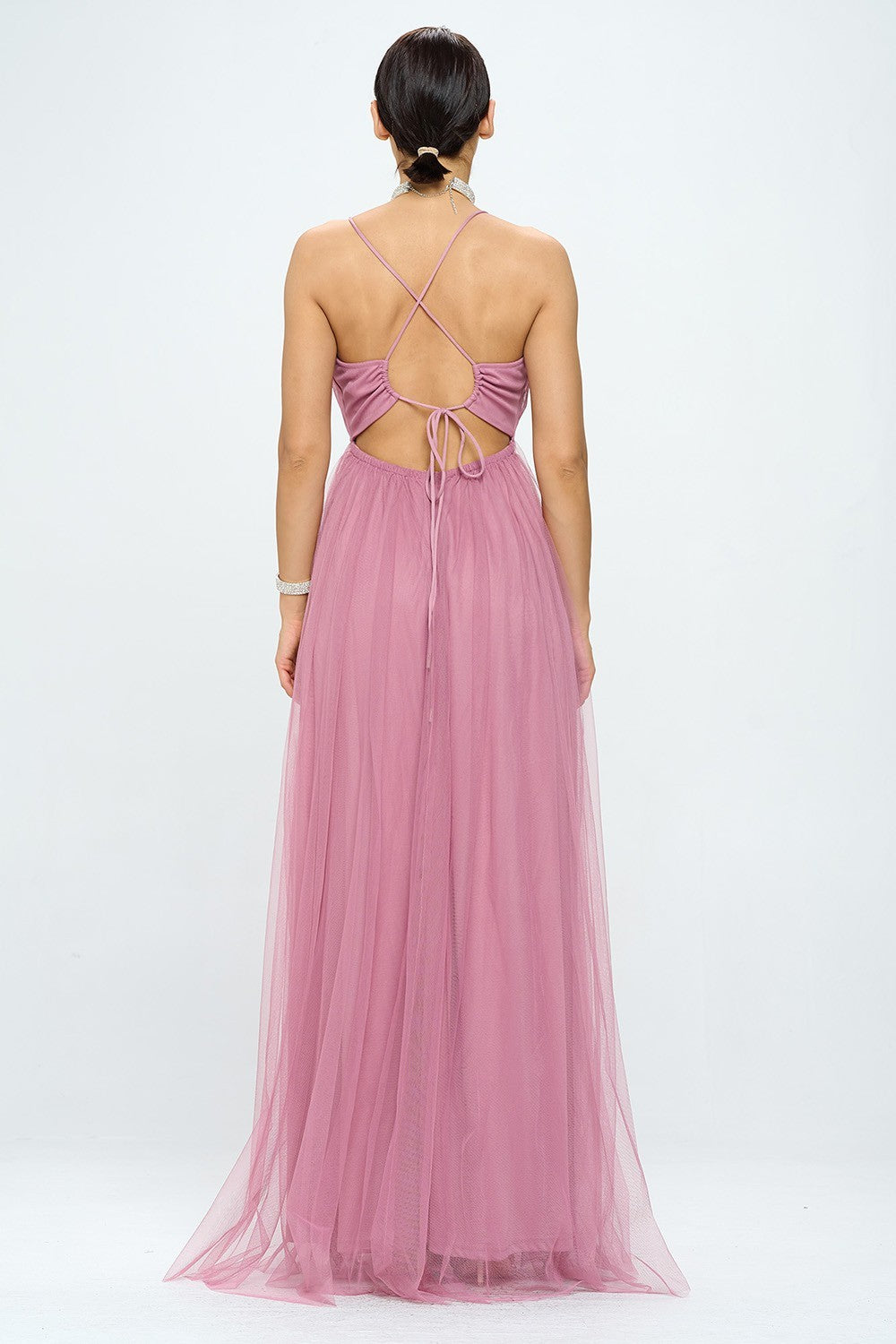 Imperial grace - Robe longue en tulle mauve