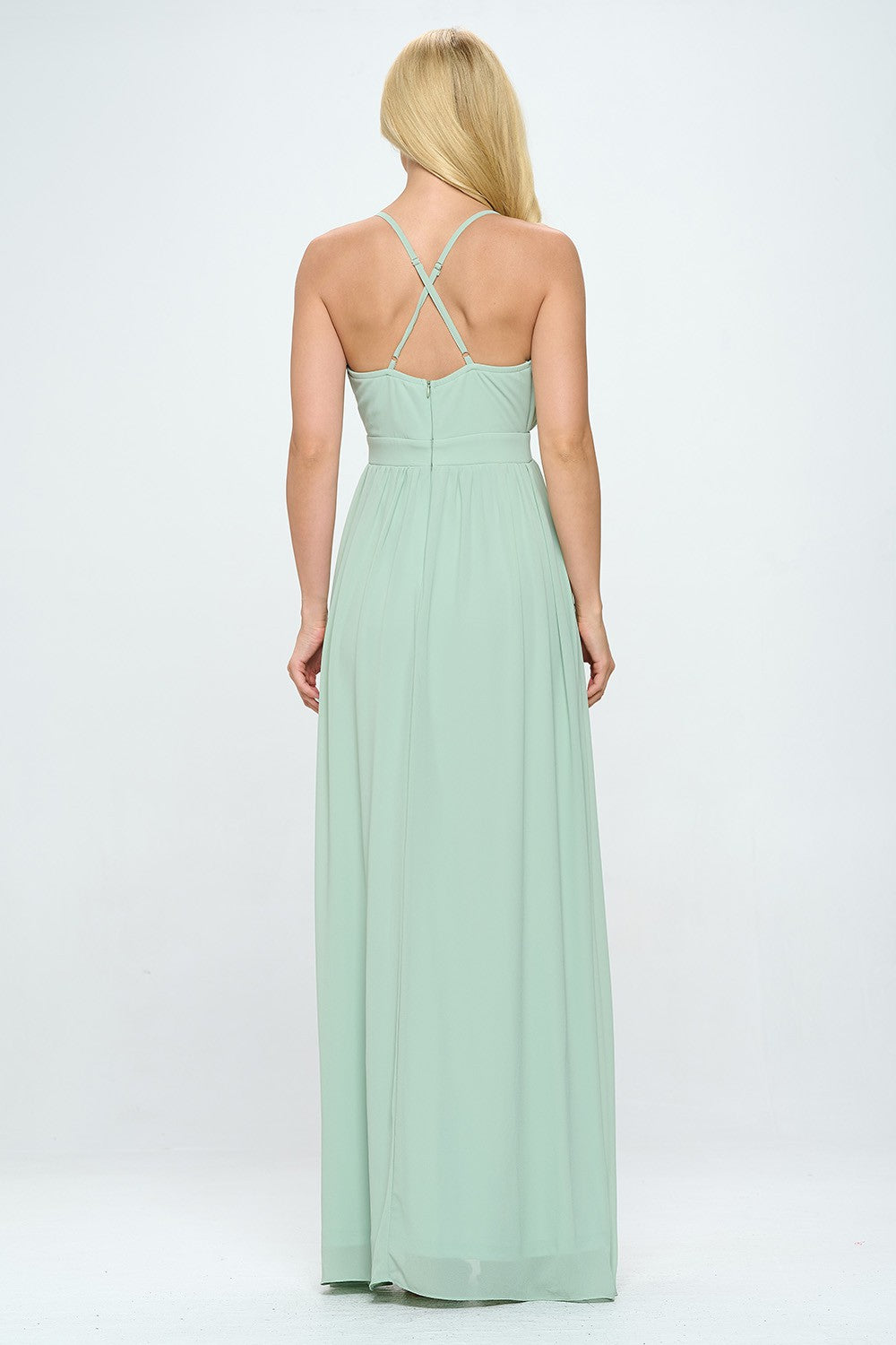 Sage serenity - Robe longue en mousseline sauge
