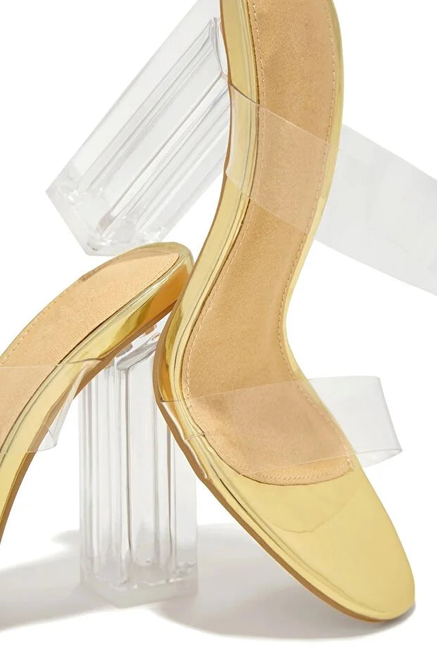 ZORA - Escarpins dorés talons transparents