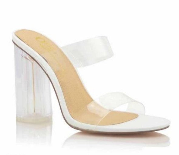 ZORA - Escarpins blancs talons transparents