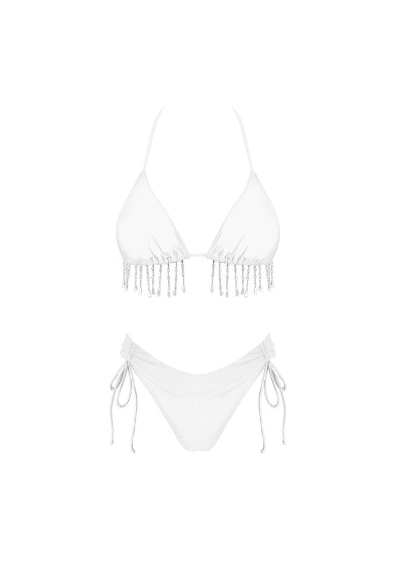 Pearl Obsession - Bikini blanc à perles