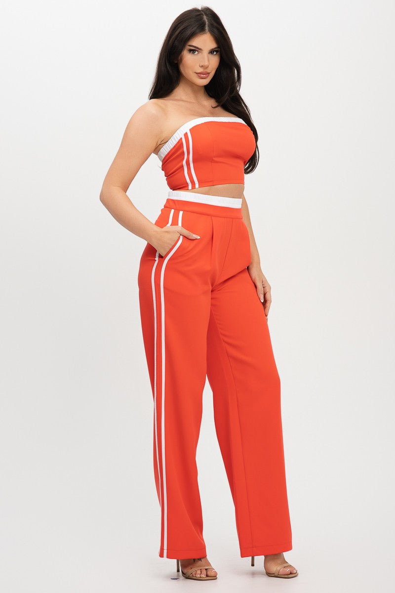 Pimiento - Ensemble pantalon rouge orangé