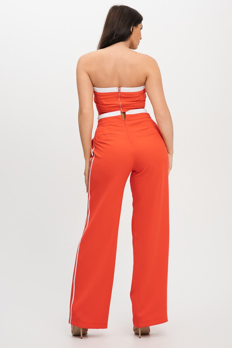 Pimiento - Ensemble pantalon rouge orangé