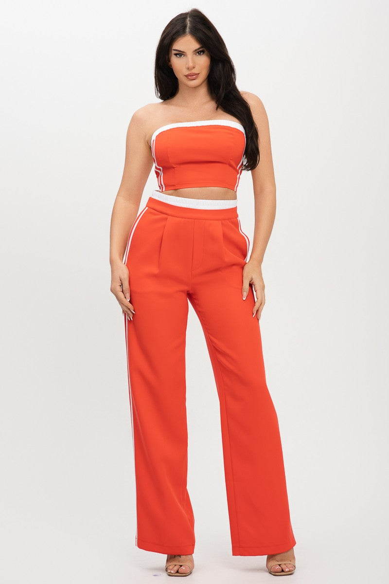 Pimiento - Ensemble pantalon rouge orangé