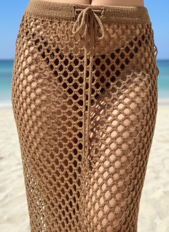 Wild Coast - Jupe camel en crochet
