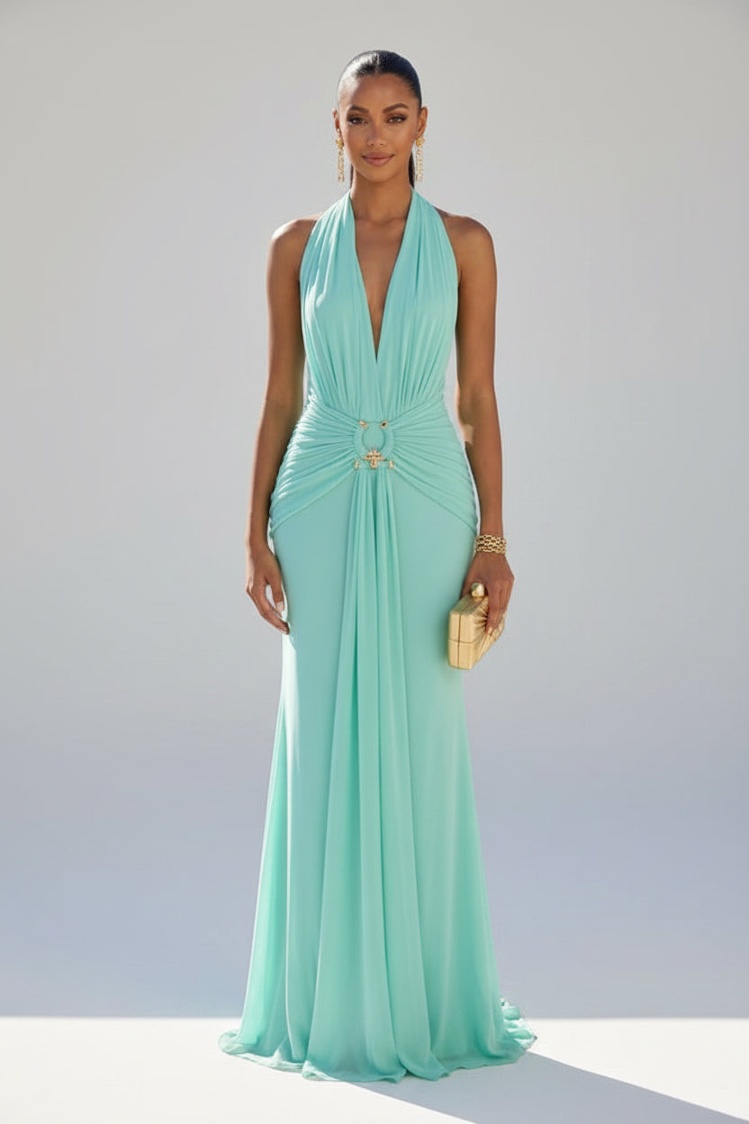 Lagoon Sunset- Robe longue dos nu fluide
