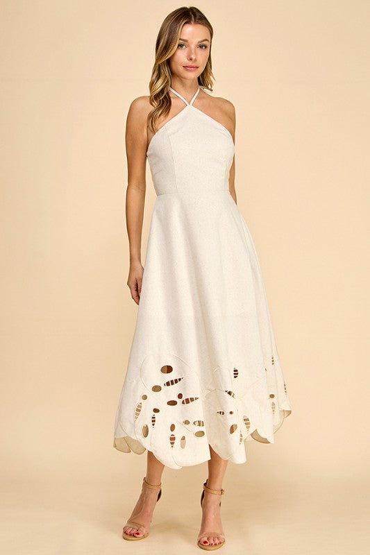 Flor Salvaje - Robe écrue à fleurs monstera