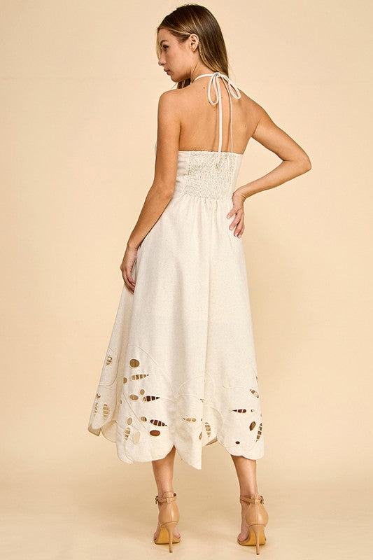 Flor Salvaje - Robe écrue à fleurs monstera