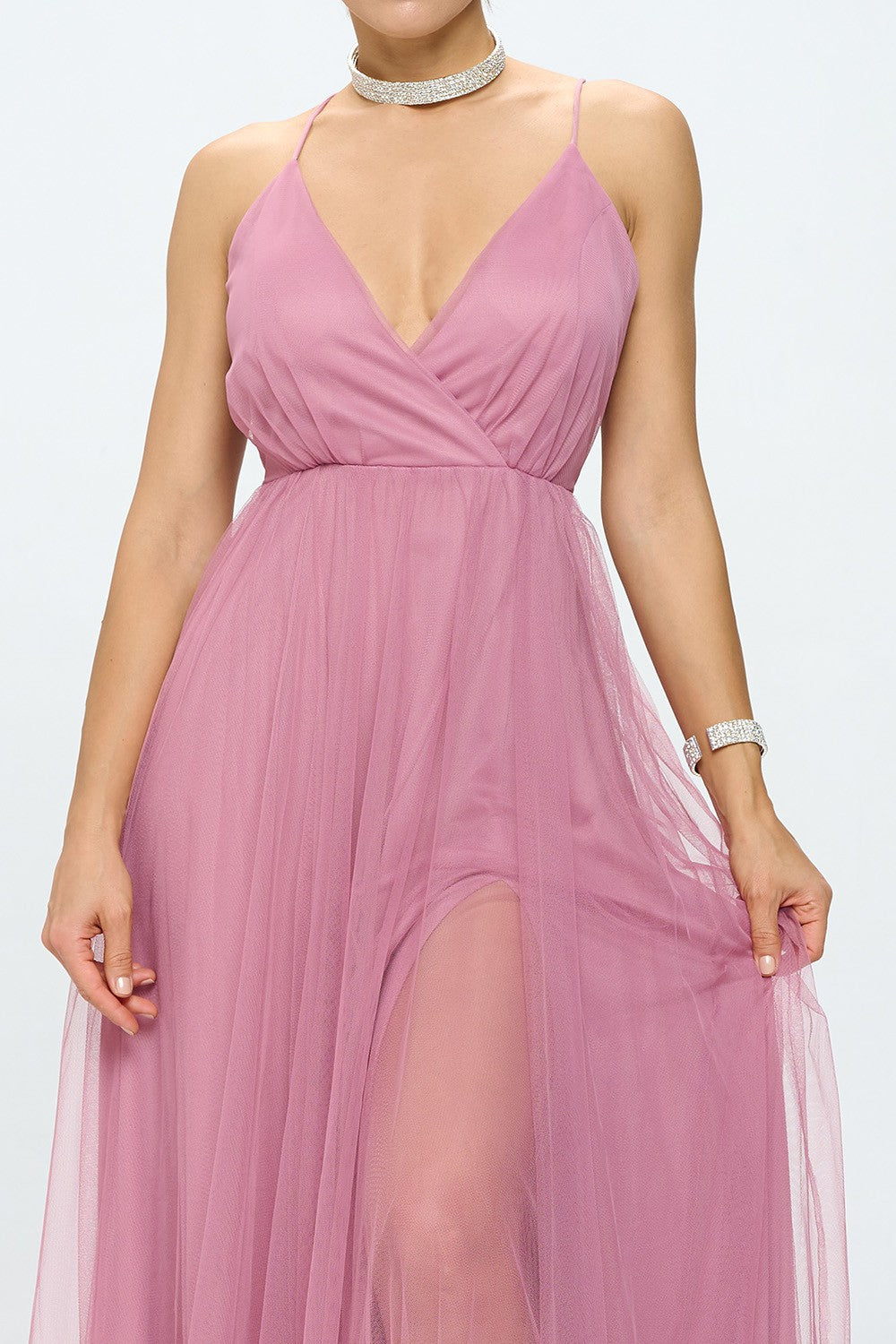 Imperial grace - Robe longue en tulle mauve