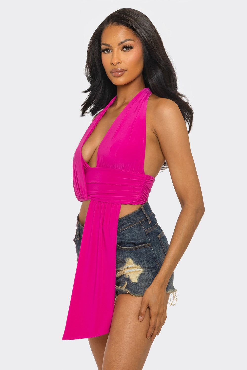Pink top - Haut fuschia déstructuré