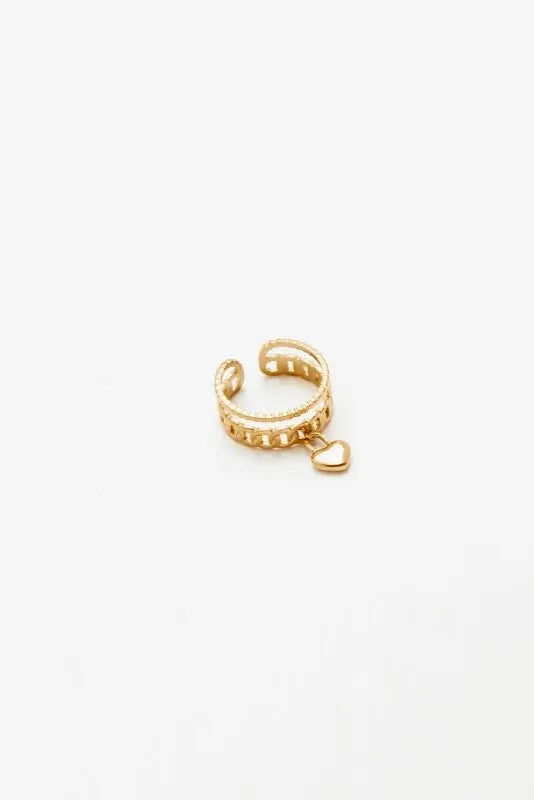 Cadenas d’Amour - Bague dorée maillon cœur en acier inoxydable