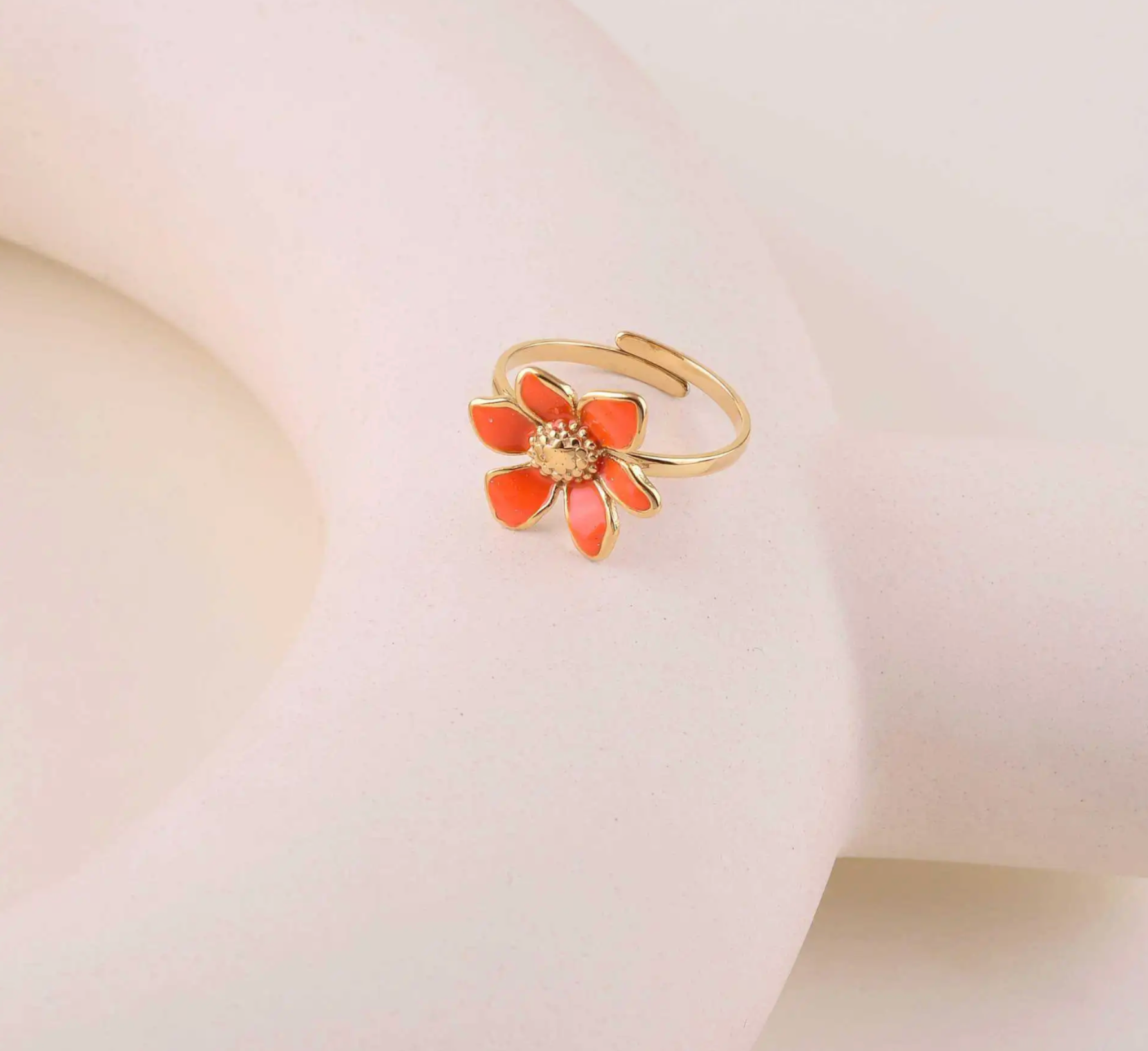 Petalia Orange - Bague acier inoxydable