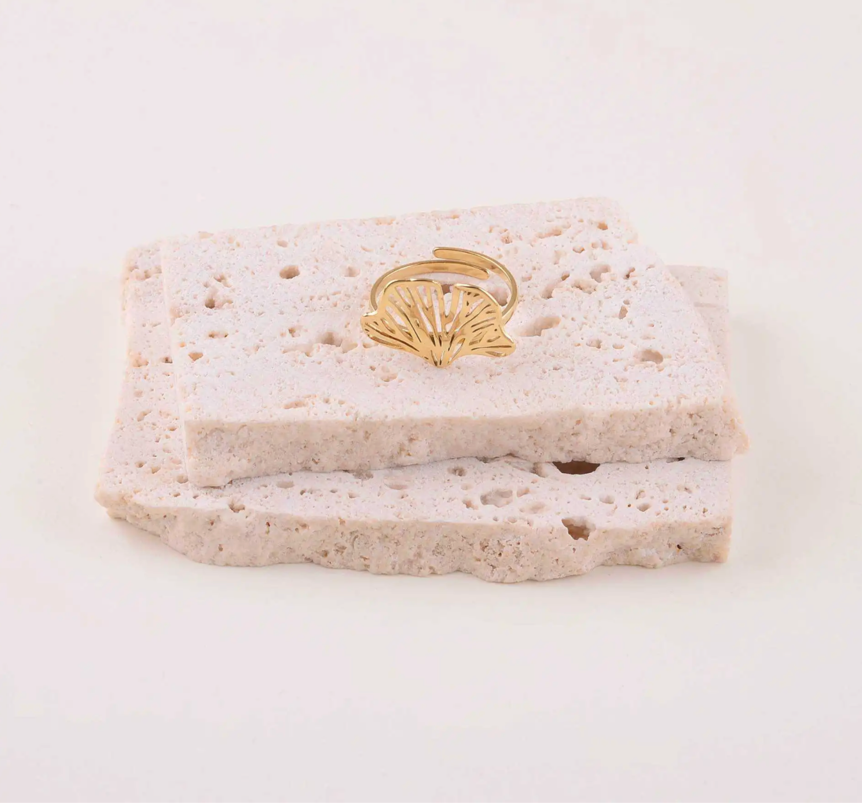 Leaf Gold - Bague acier inoxydable