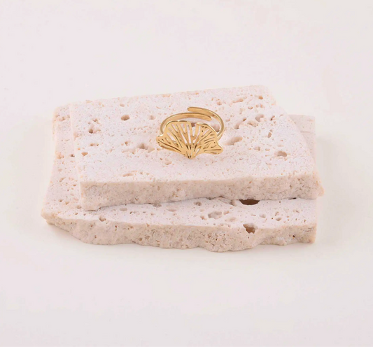 Leaf Gold - Bague acier inoxydable