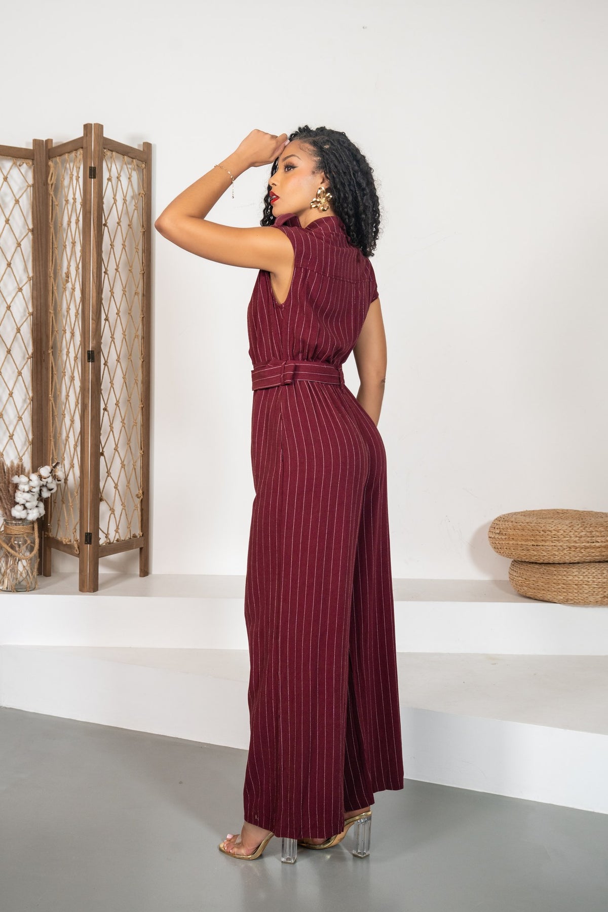 Granate - Combinaison rayée bordeaux