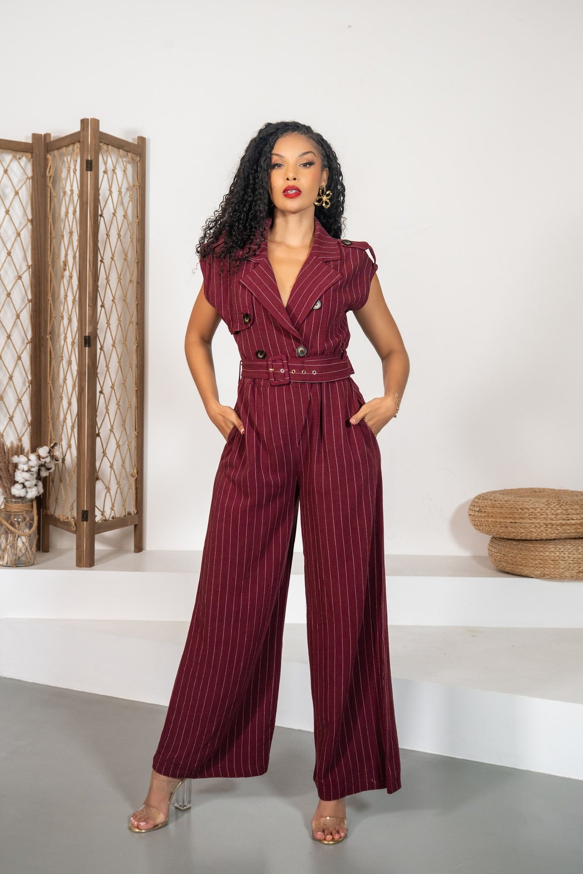 Granate - Combinaison rayée bordeaux