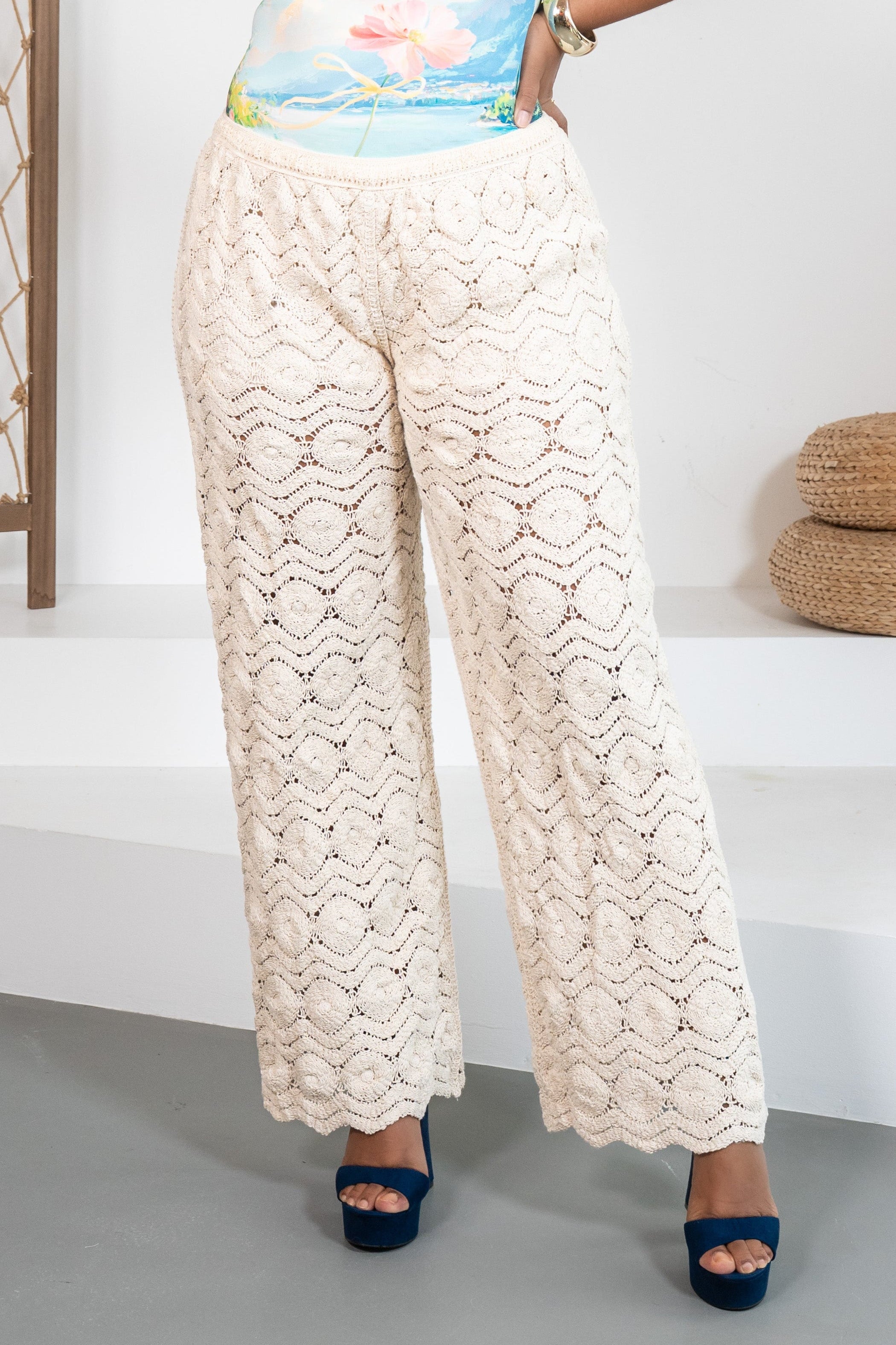 Pants of liberty - Pantalon épais en crochet travaillé