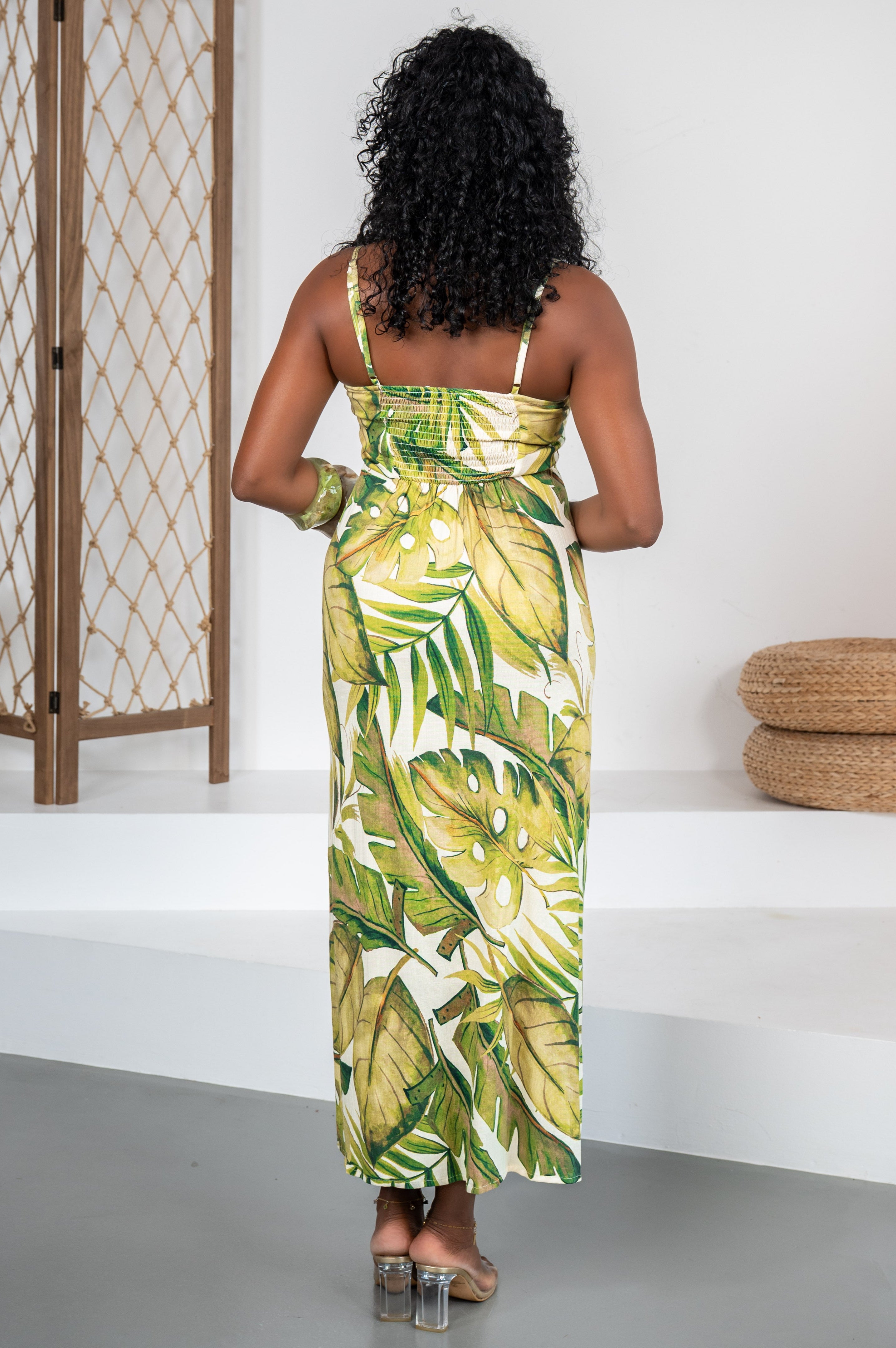 Sienna Breeze - Robe midi à motifs feuilles