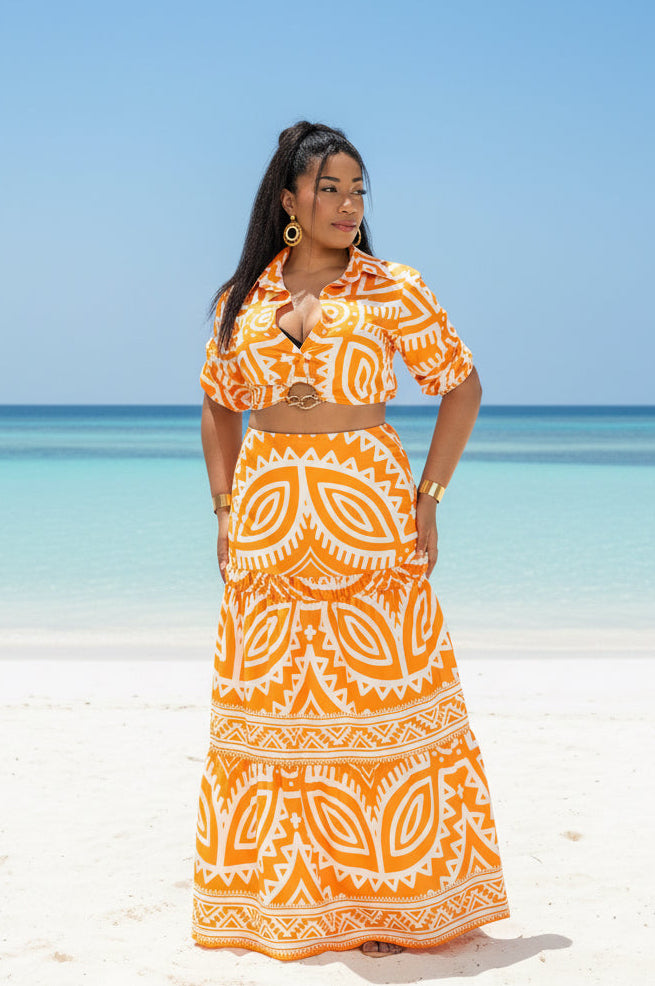 Aztec Muse - Ensemble jupe orange