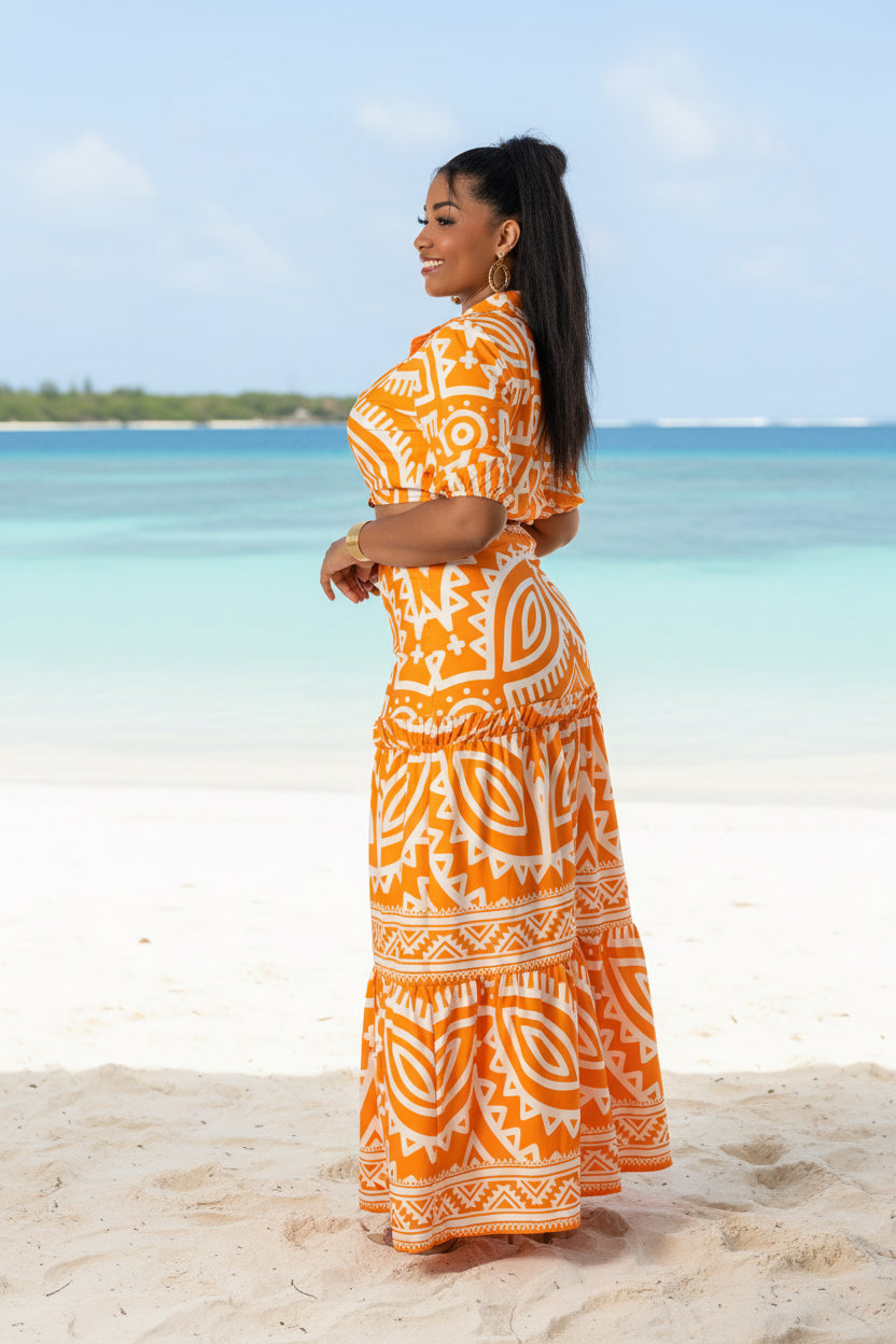 Aztec Muse - Ensemble jupe orange