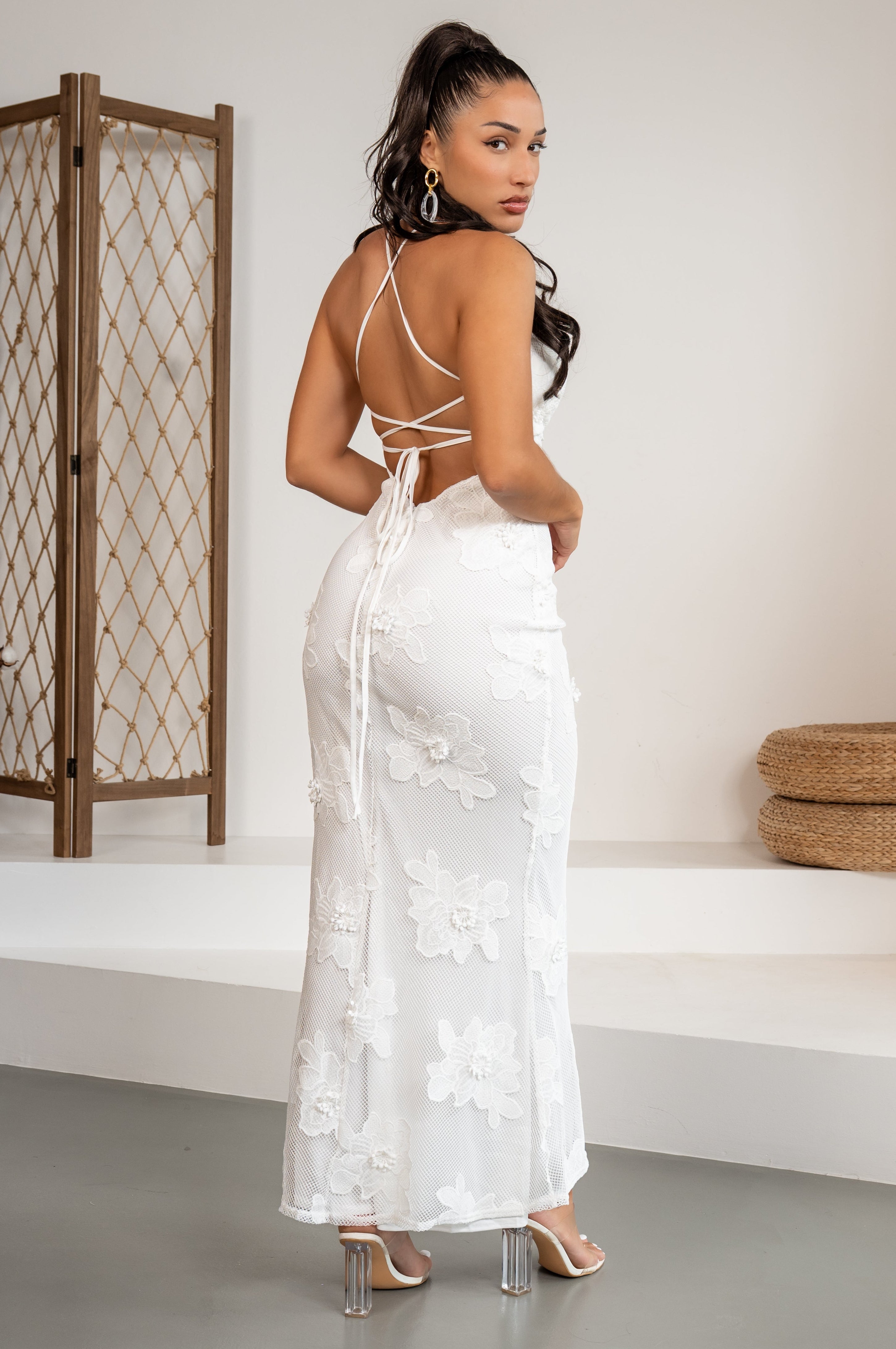 White blossom - Robe longue blanche à fleurs
