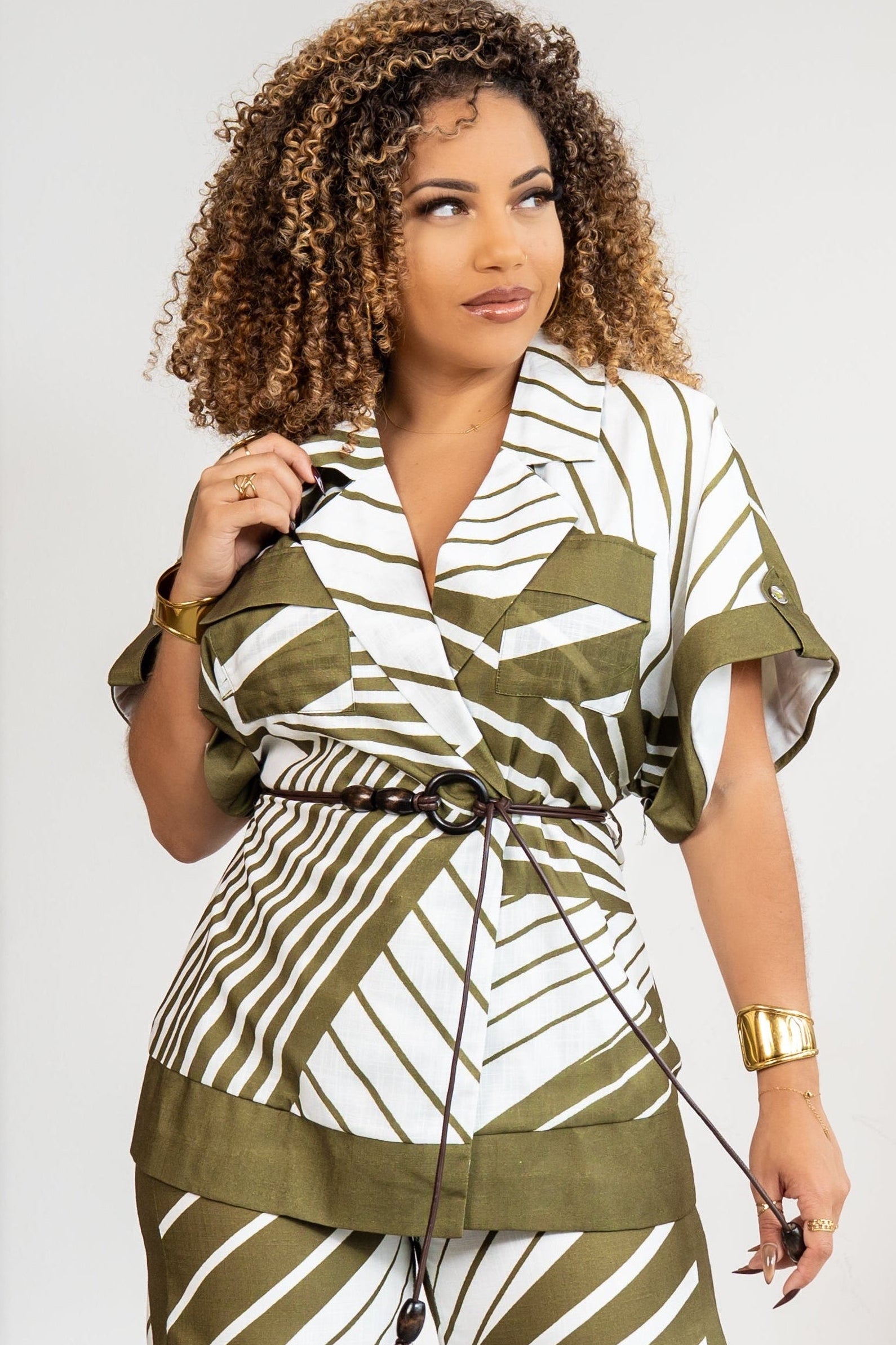 Earth Lines - Top style kimono kaki