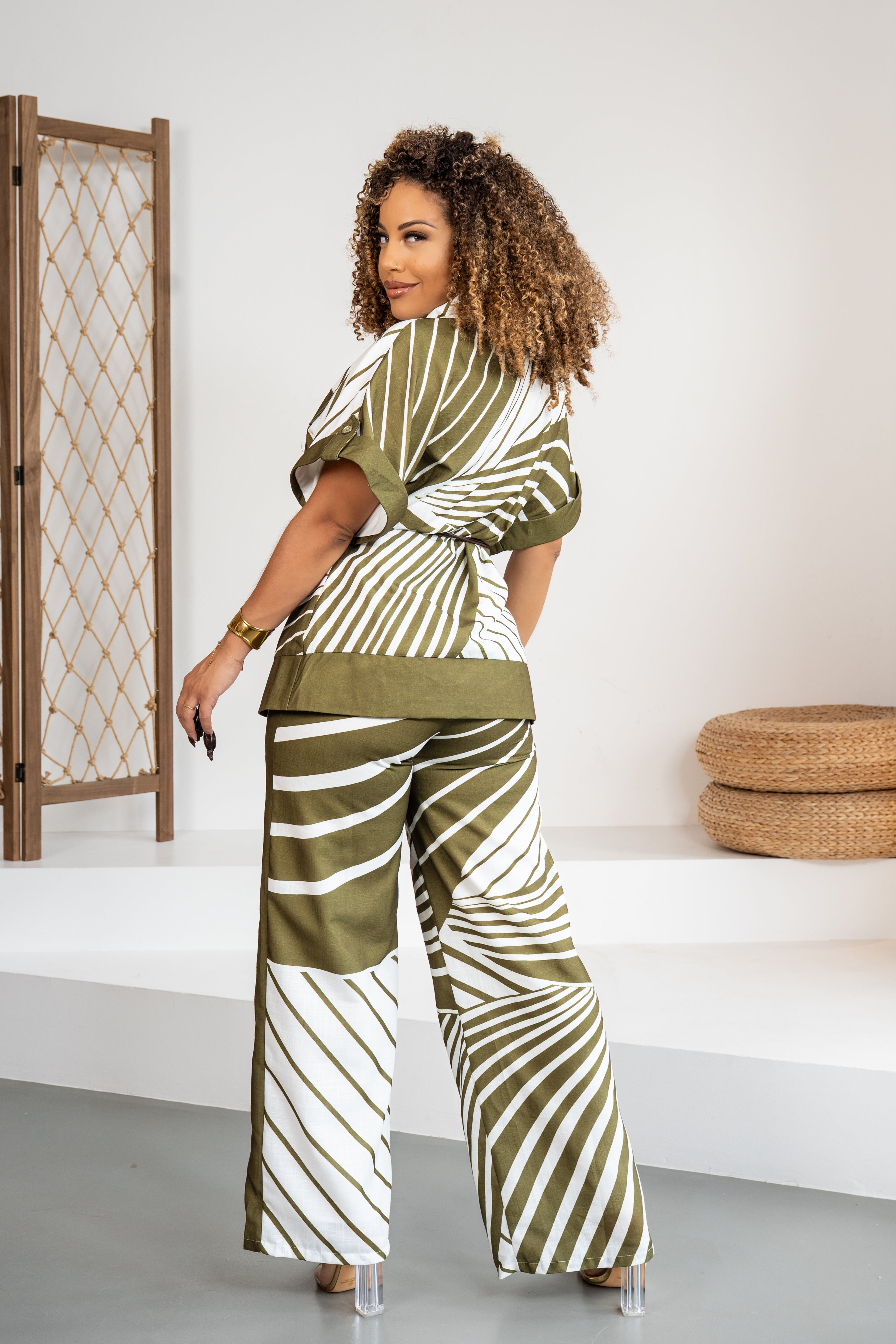 Earth Lines - Top style kimono kaki