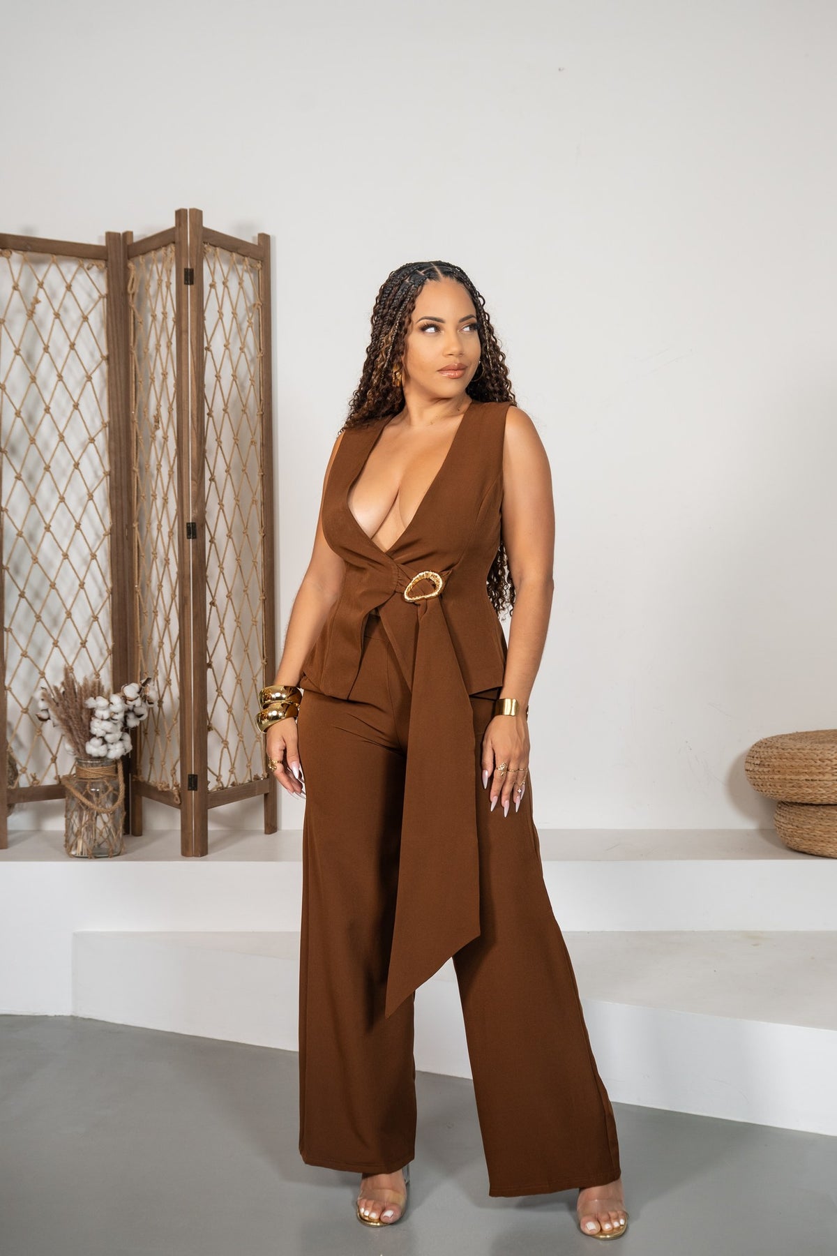 Bronce - Ensemble drapé marron