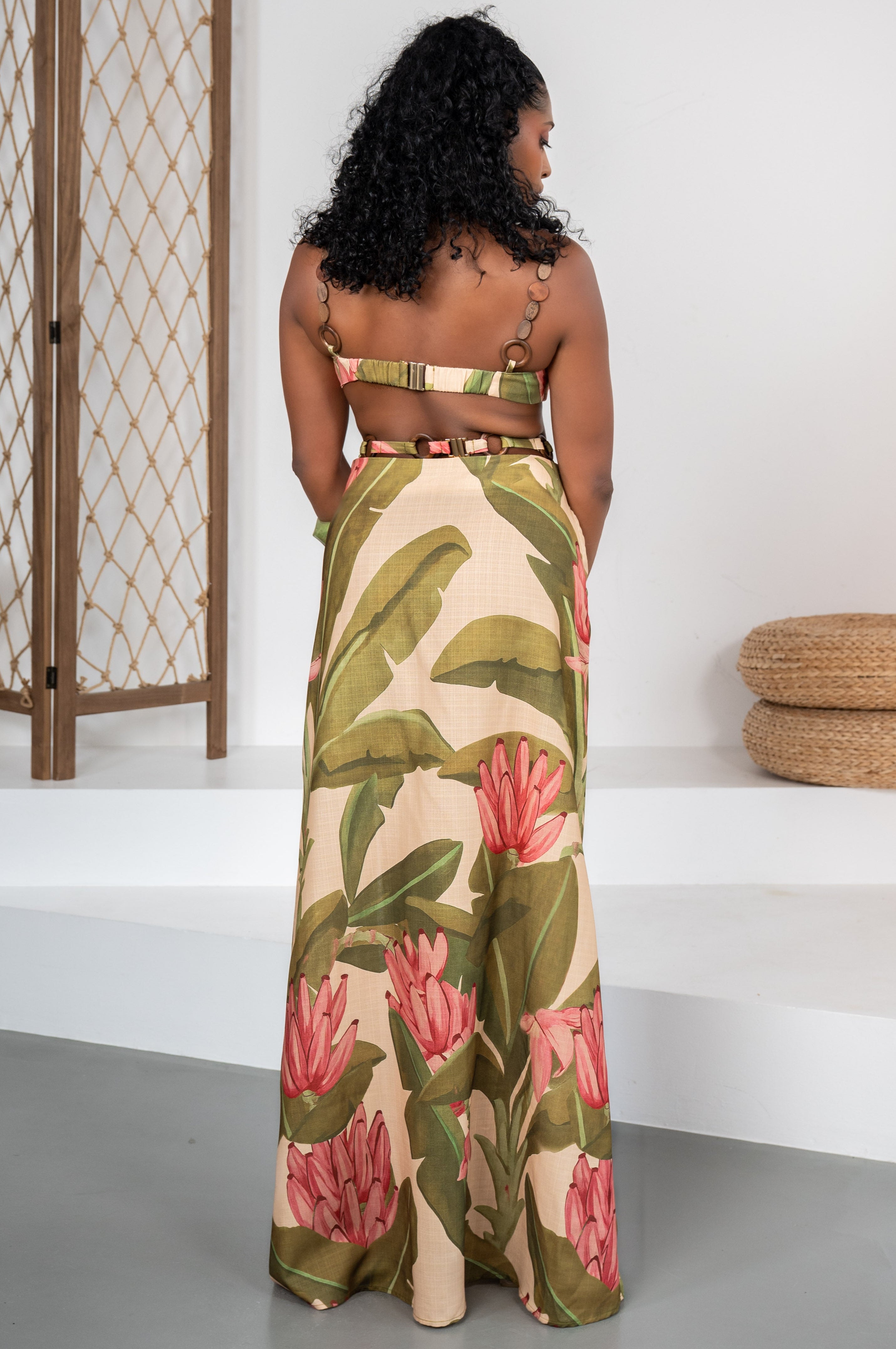 Havana Wood - Ensemble jupe avec empiècements en bois