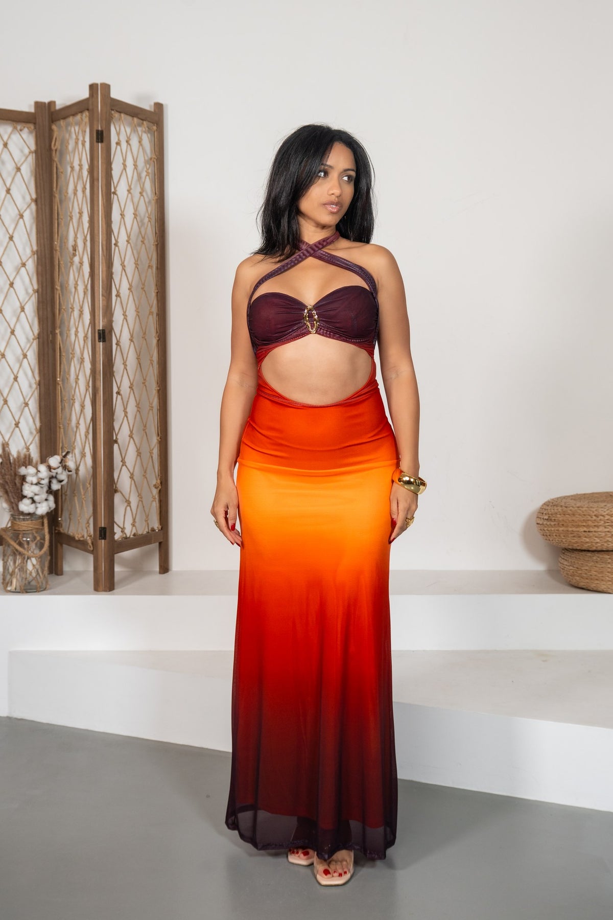 Sunset Flame - Robe dégradée ajourée
