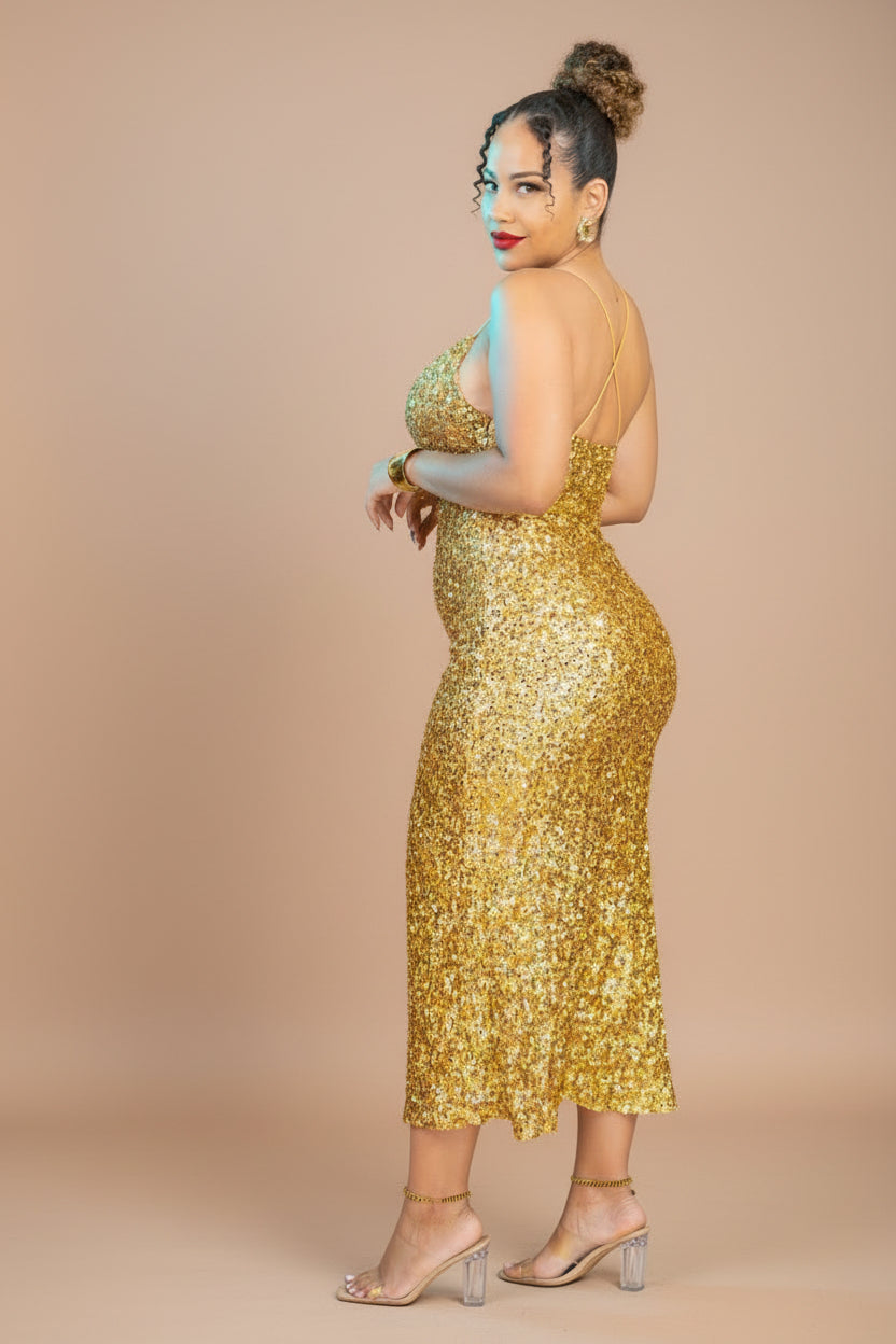 Pure Gold - Robe midi dorée