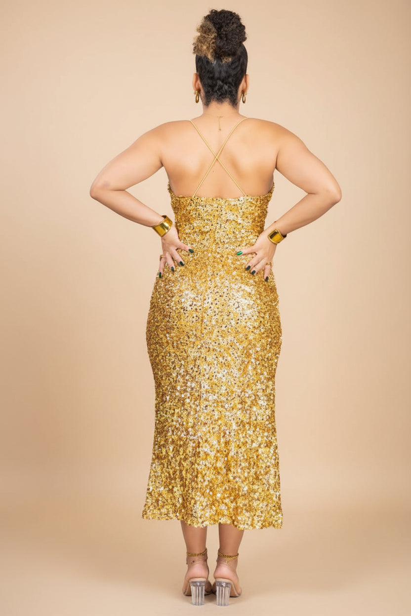 Pure Gold - Robe midi dorée