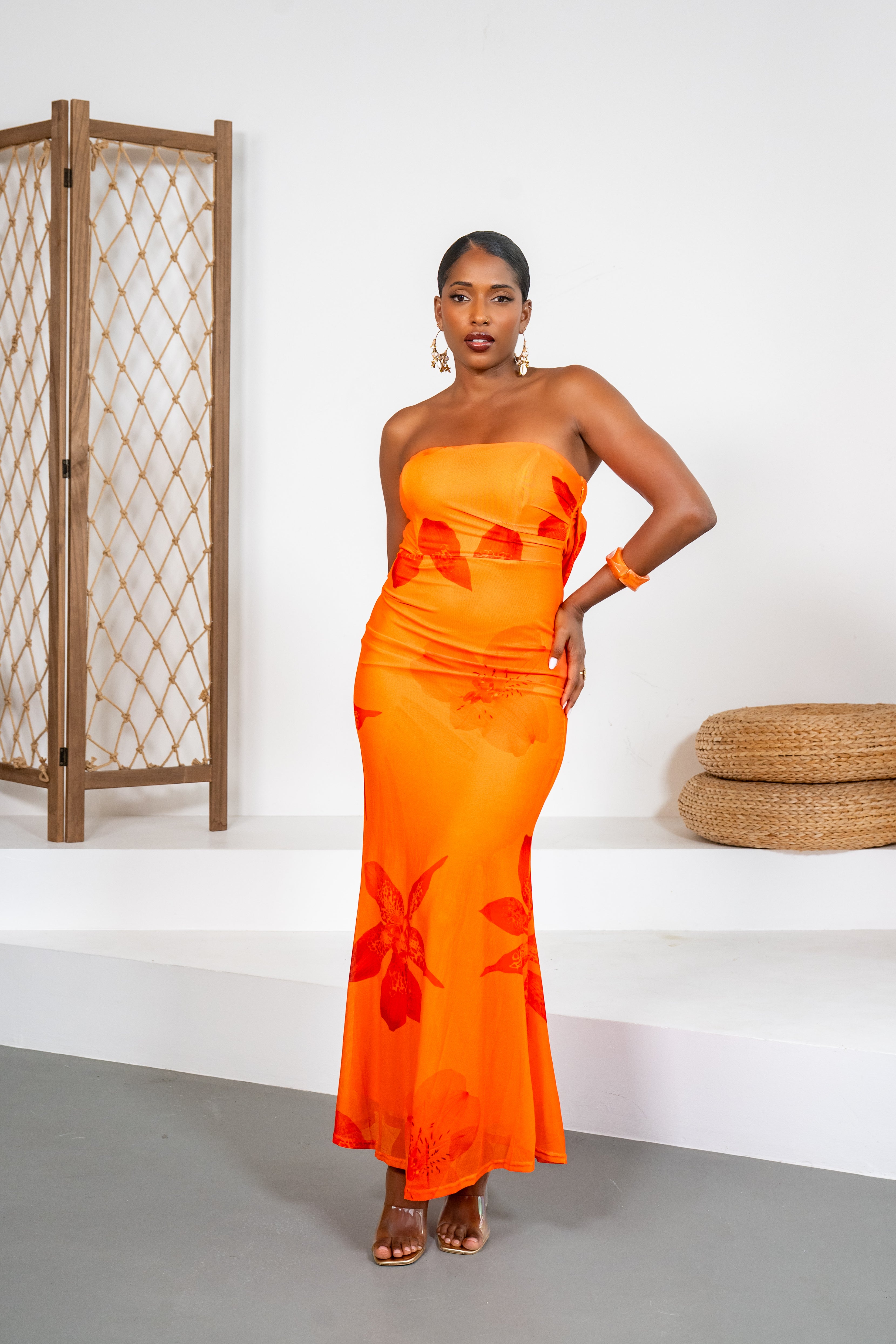 Sun kissed - Robe longue bustier orange