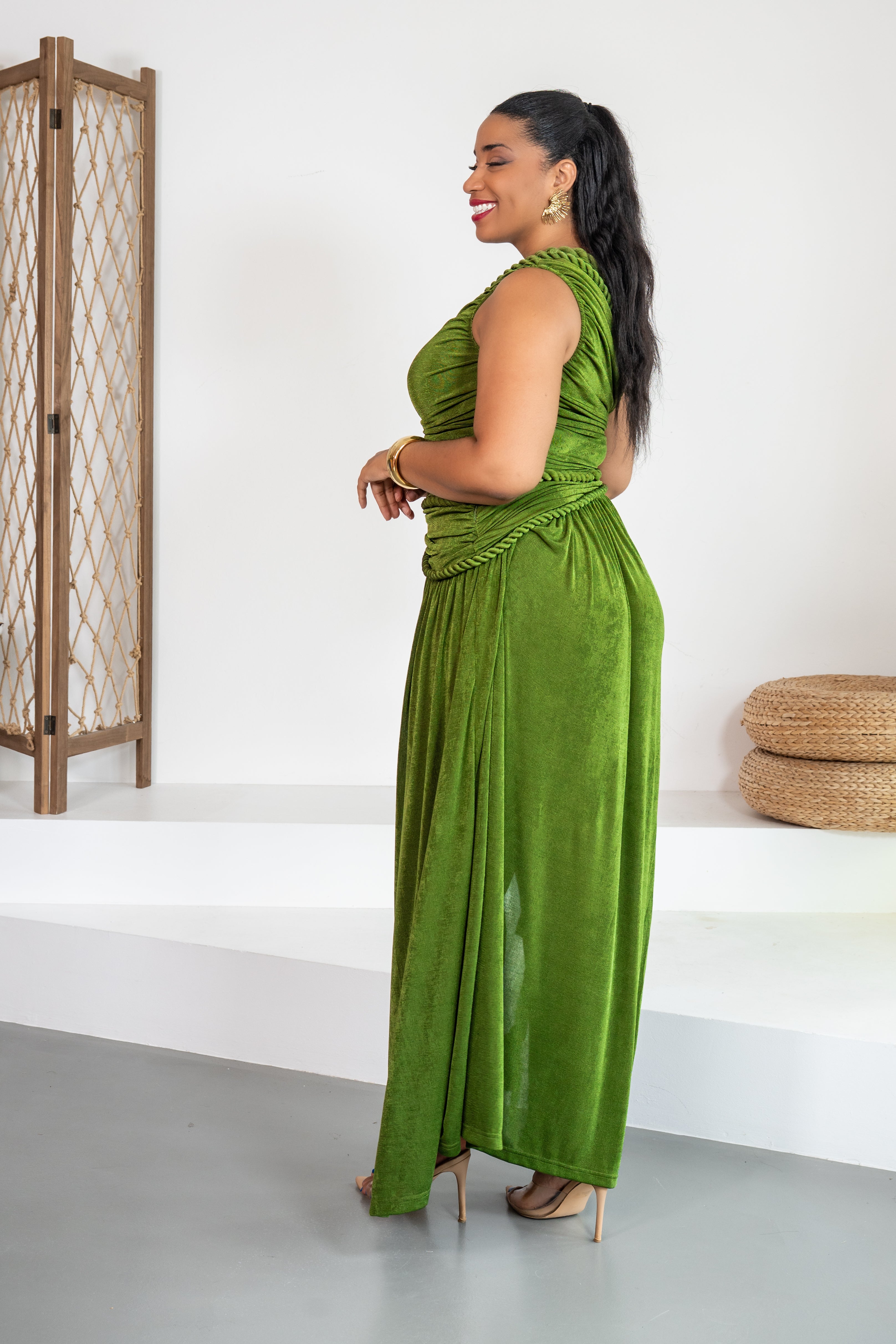 Gaia - Robe longue vert kaki