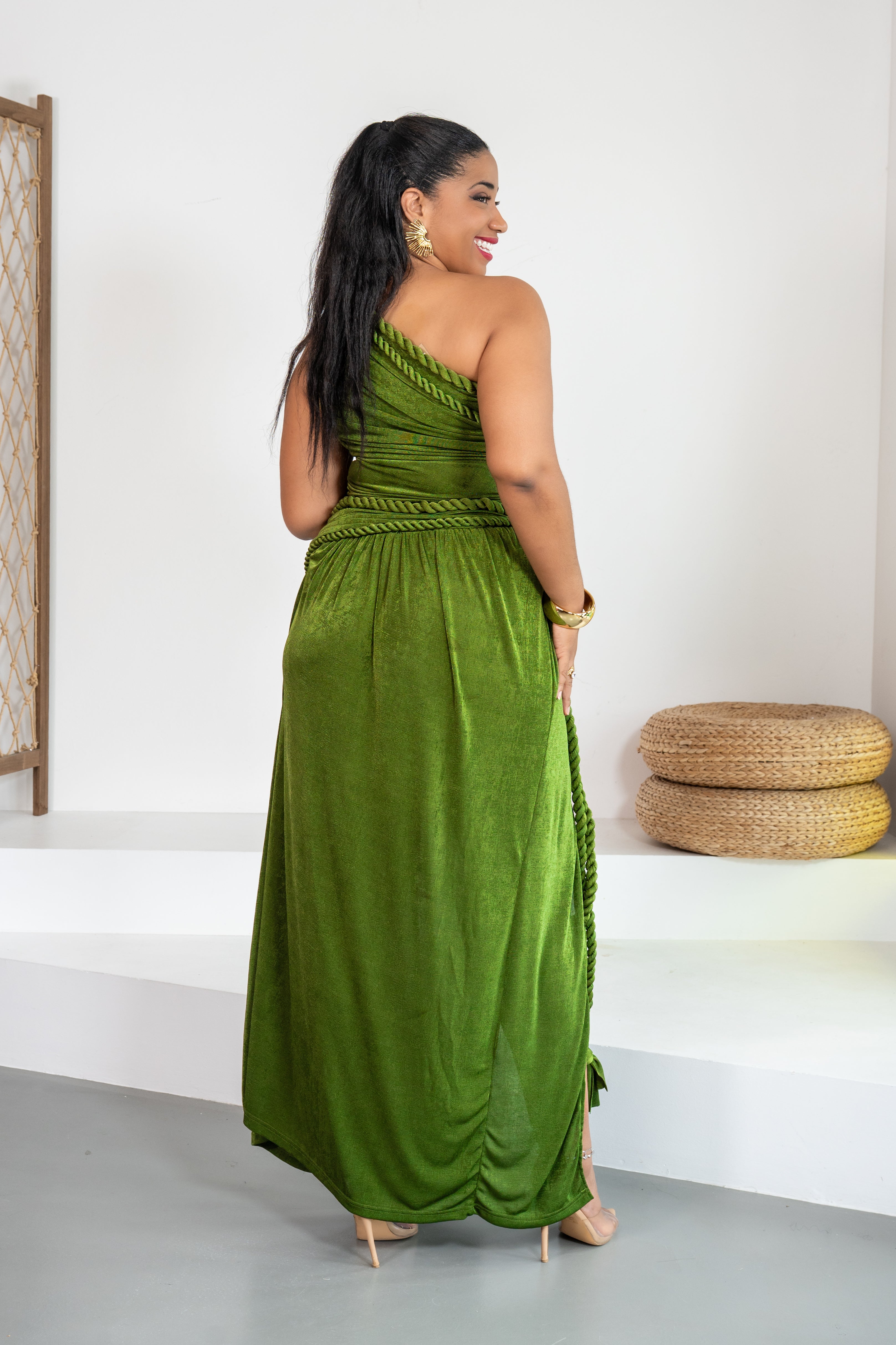 Gaia - Robe longue vert kaki