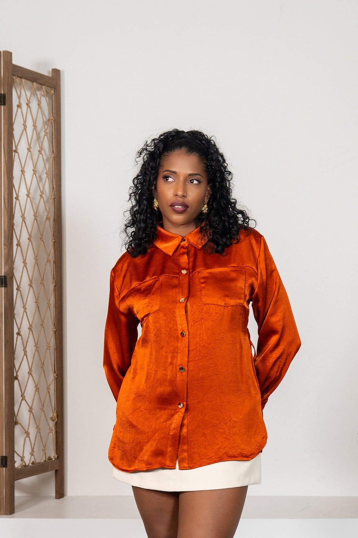 Azafrán - Chemise satinée orange rouille