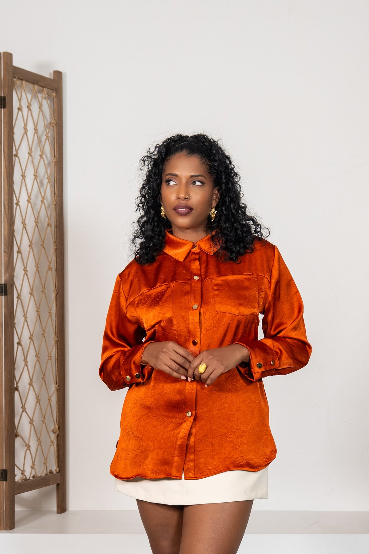 Azafrán - Chemise satinée orange rouille