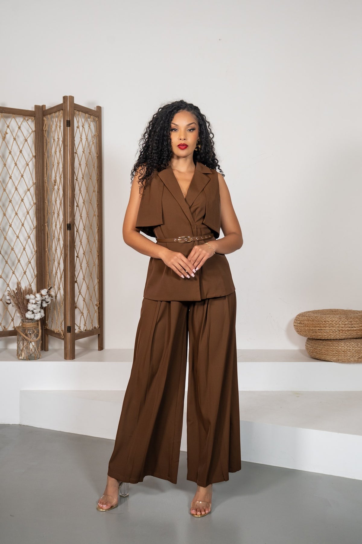 Turmalina - Ensemble gilet trench marron
