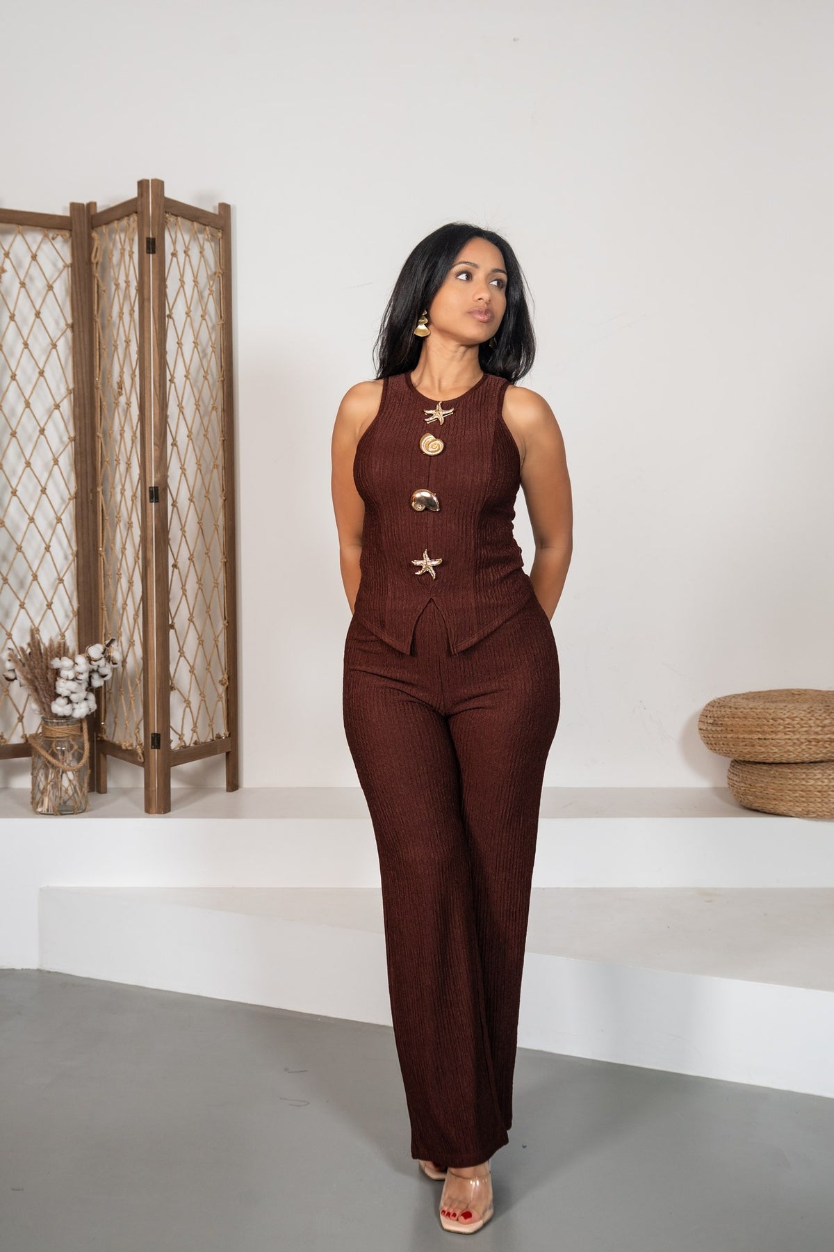 Cocoa Coast - Ensemble marron chic à coquillages