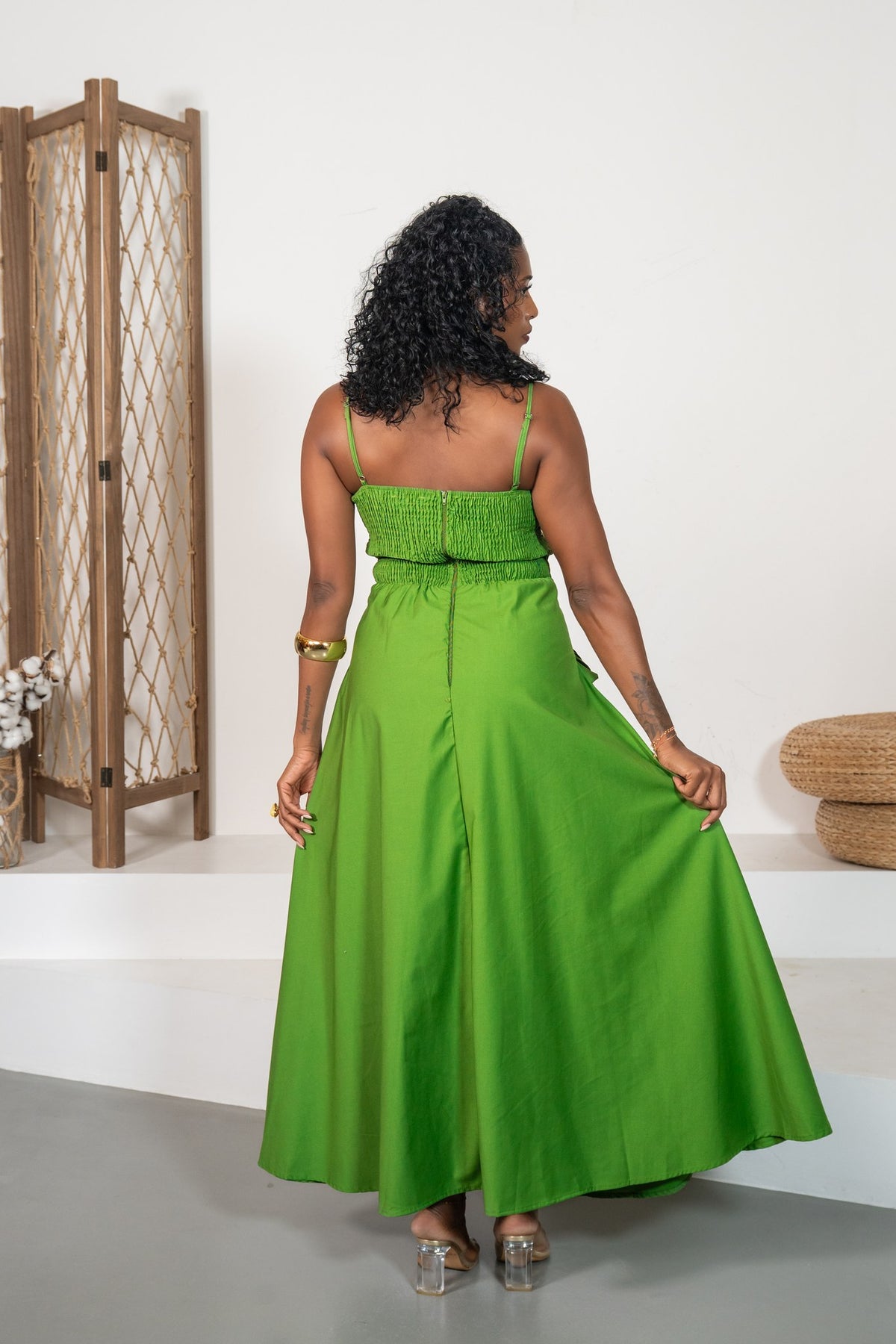 Malaquita - Robe midi sculptée verte