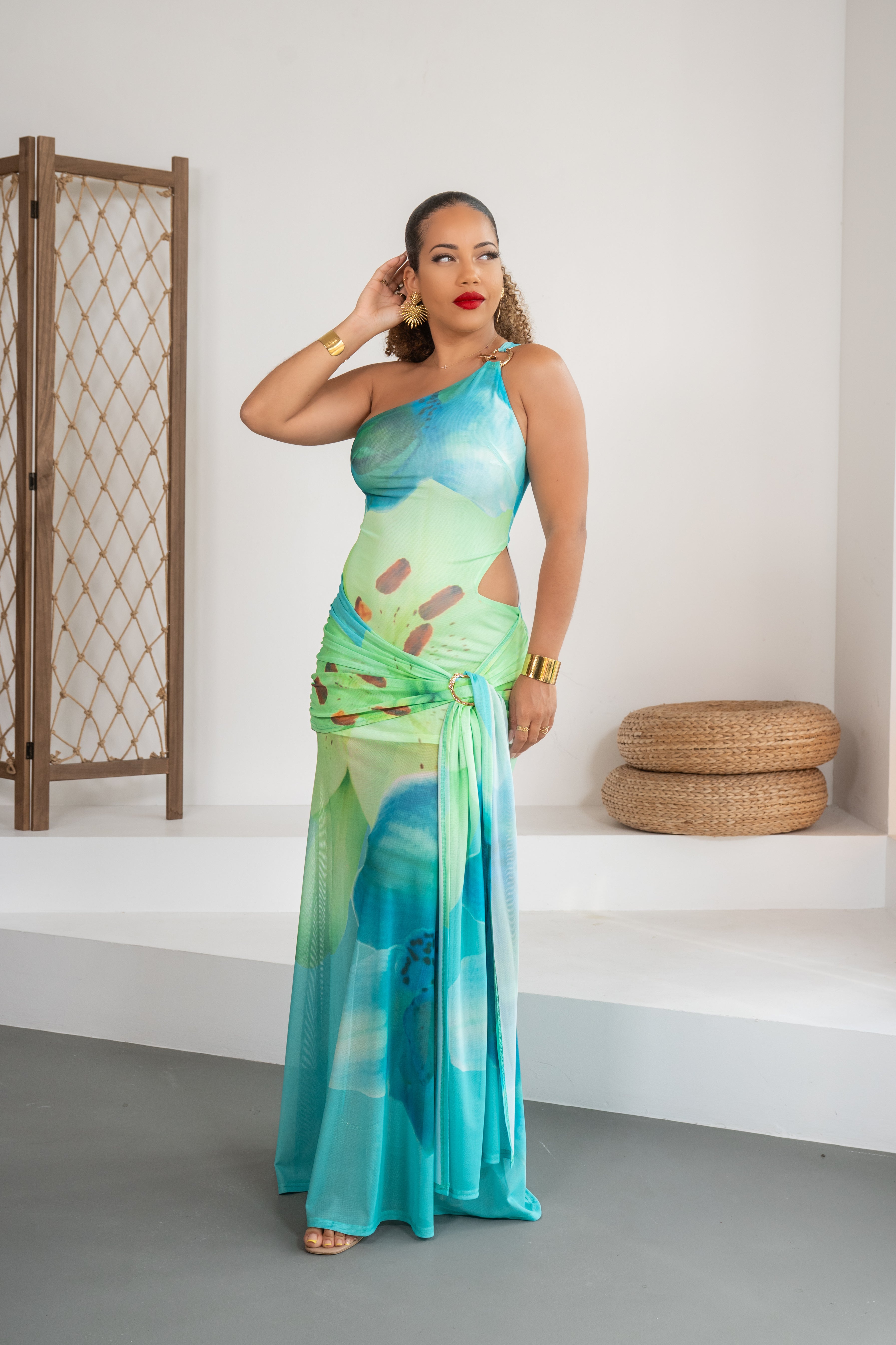 Puerto Azul - Robe longue turquoise ajourée
