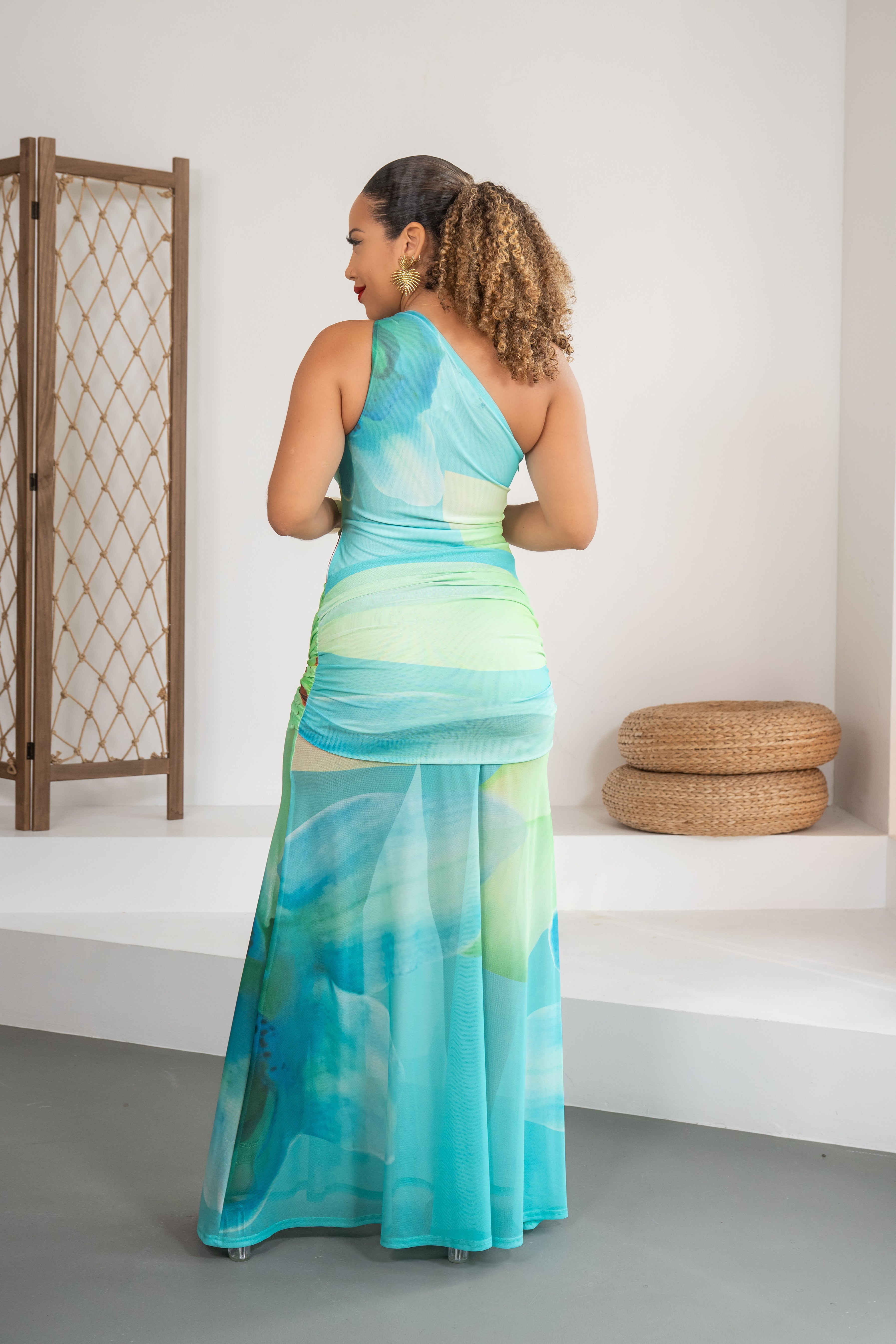 Puerto Azul - Robe longue turquoise ajourée