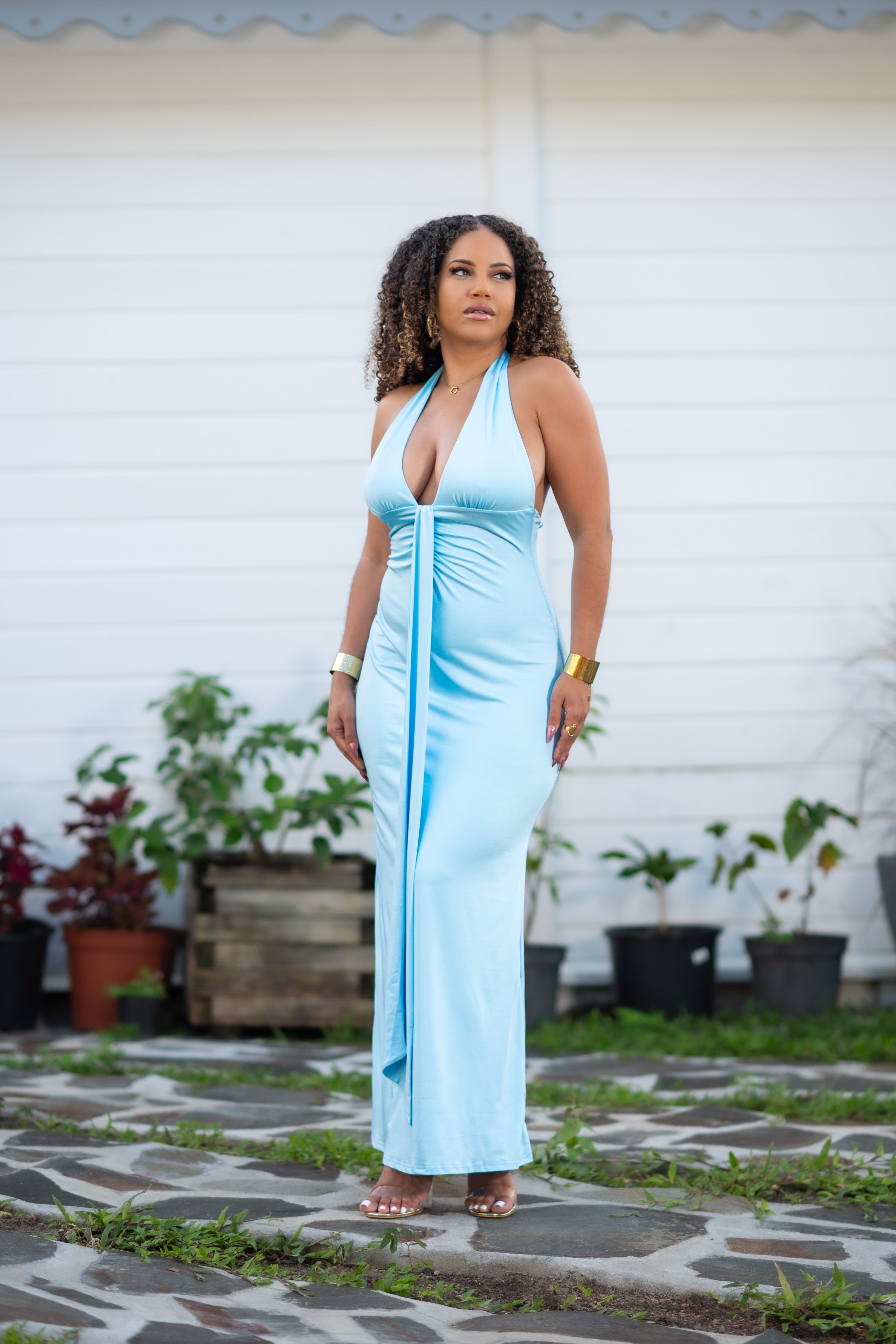 Pure sky - Robe longue bleu ciel