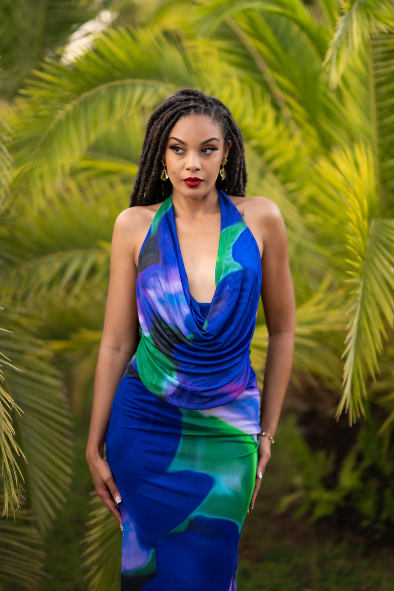 Flamenco Soul - robe longue bleue