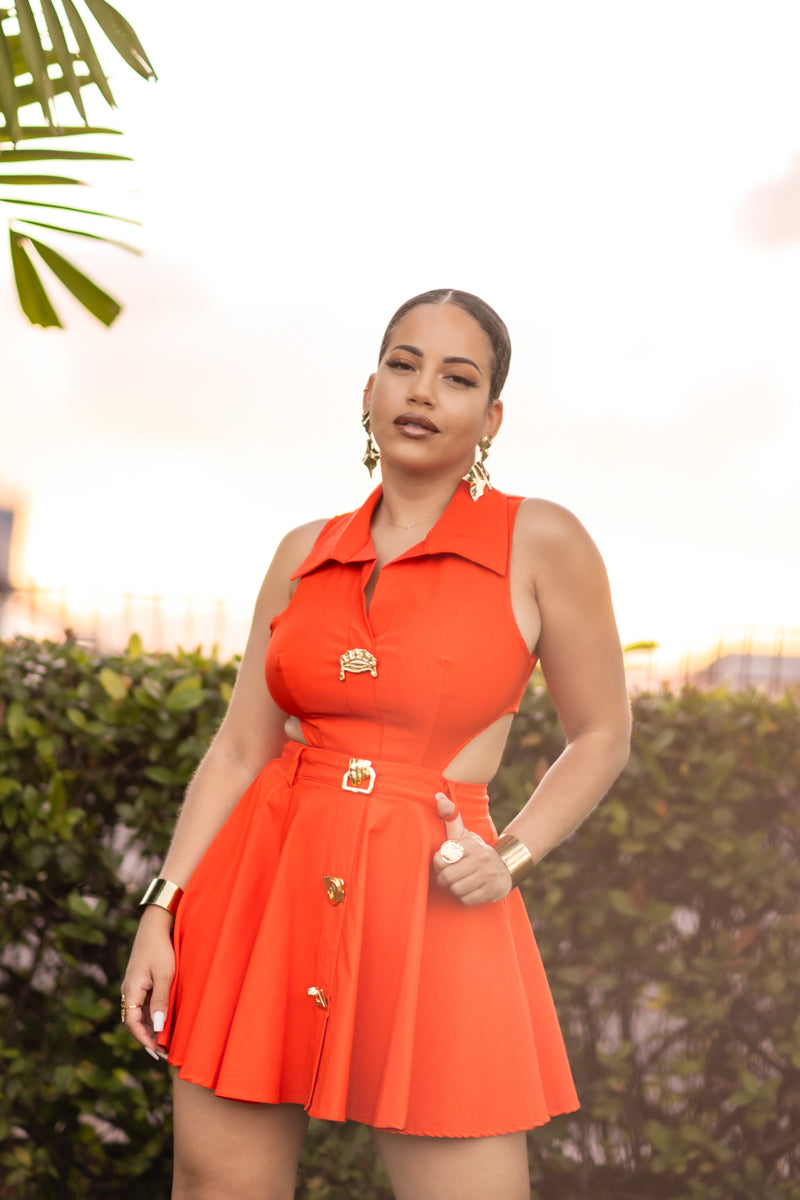 Spicy mami - Robe courte Orange