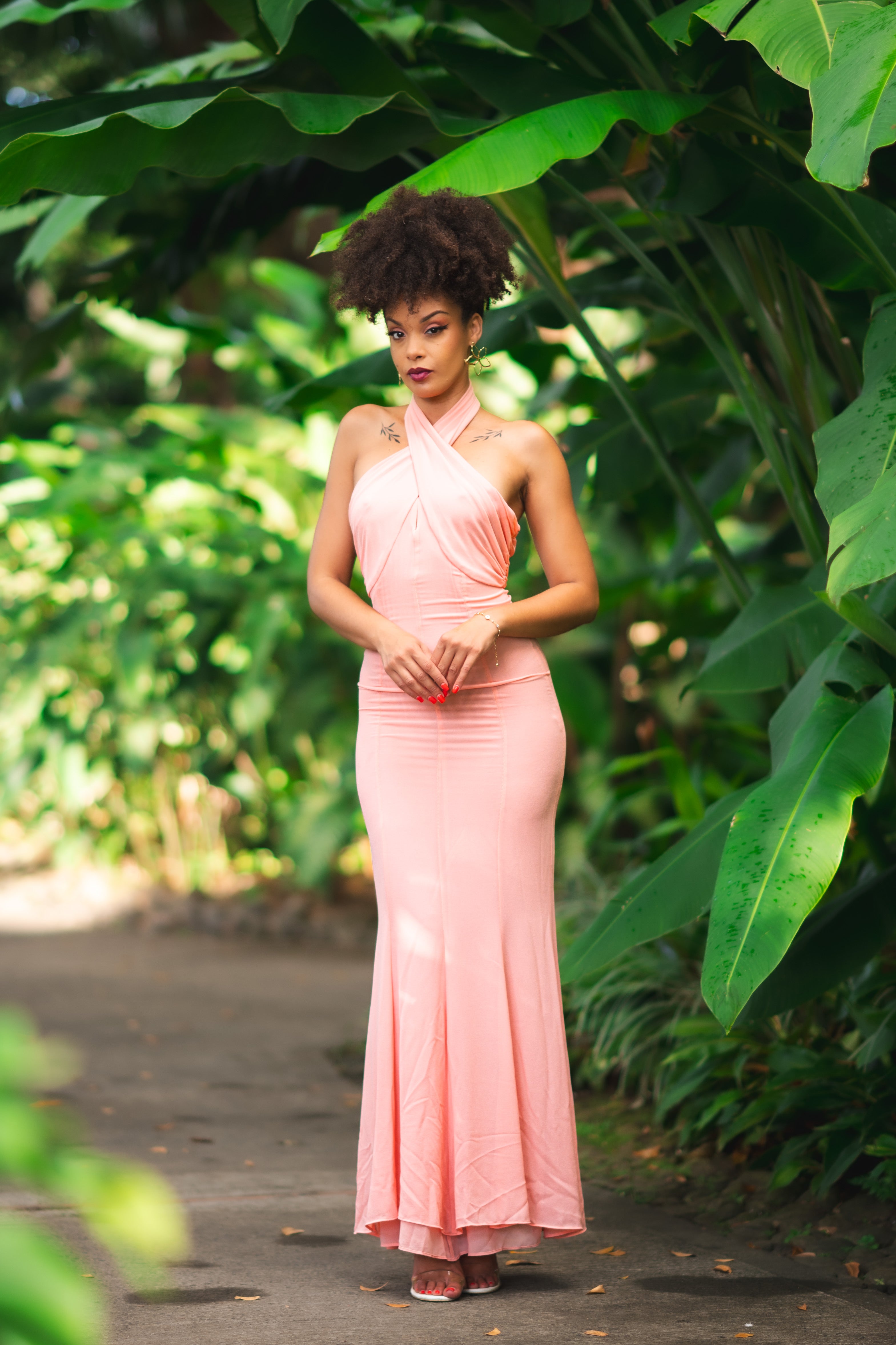 Rose Romance - Robe longue rose pastel