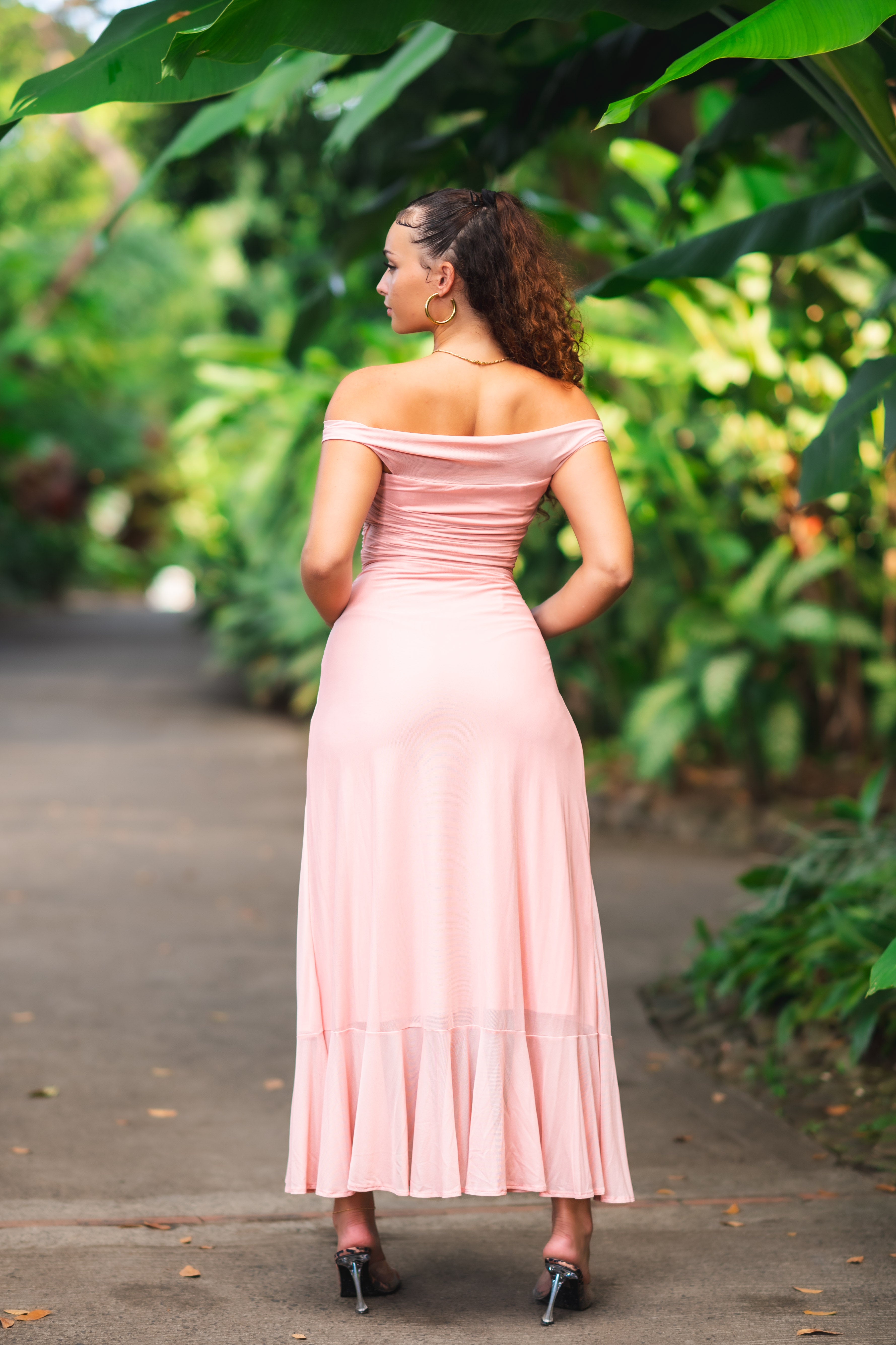 Grace cut- Robe longue rose pastel