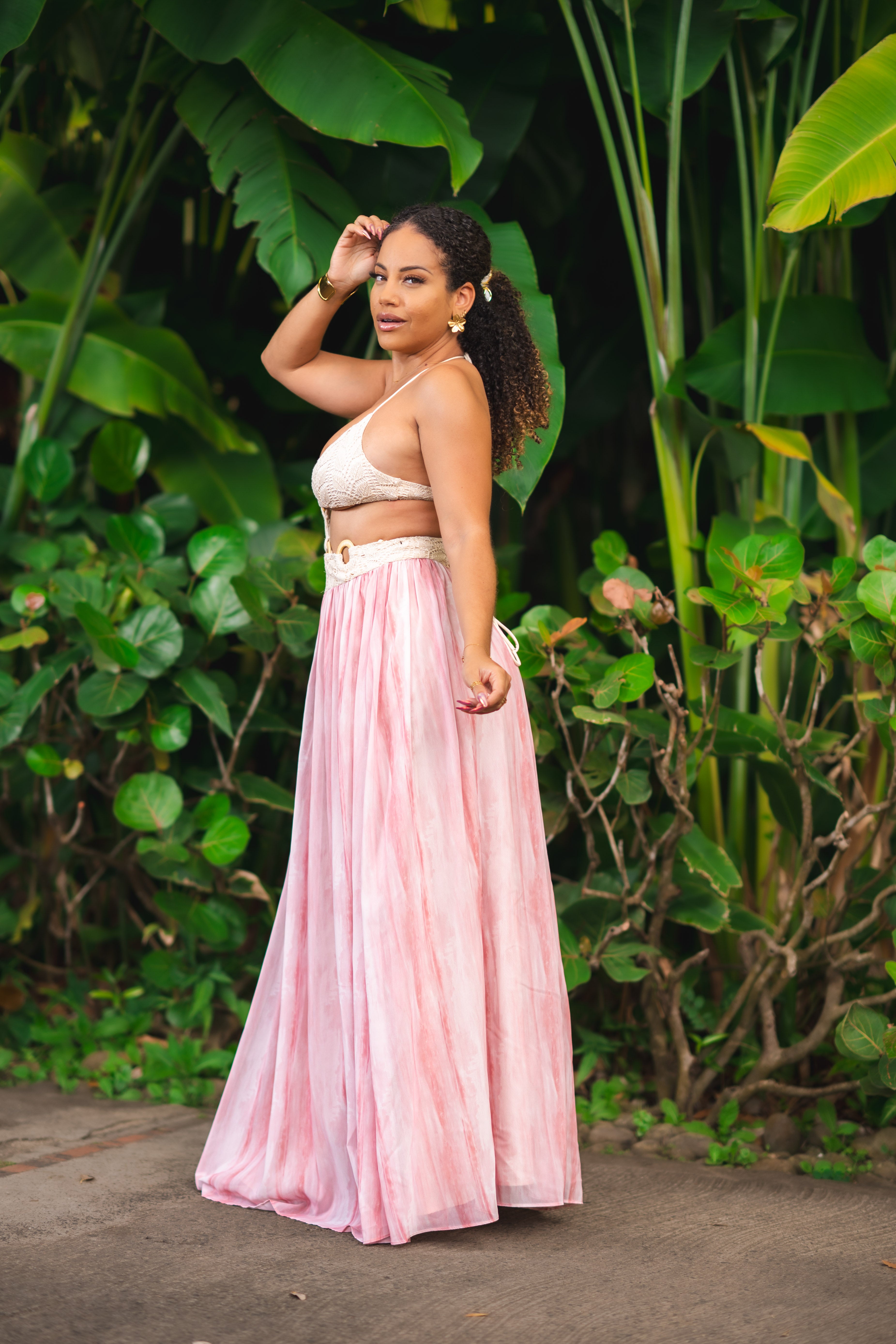 Blush Sand - robe longue rose pastel