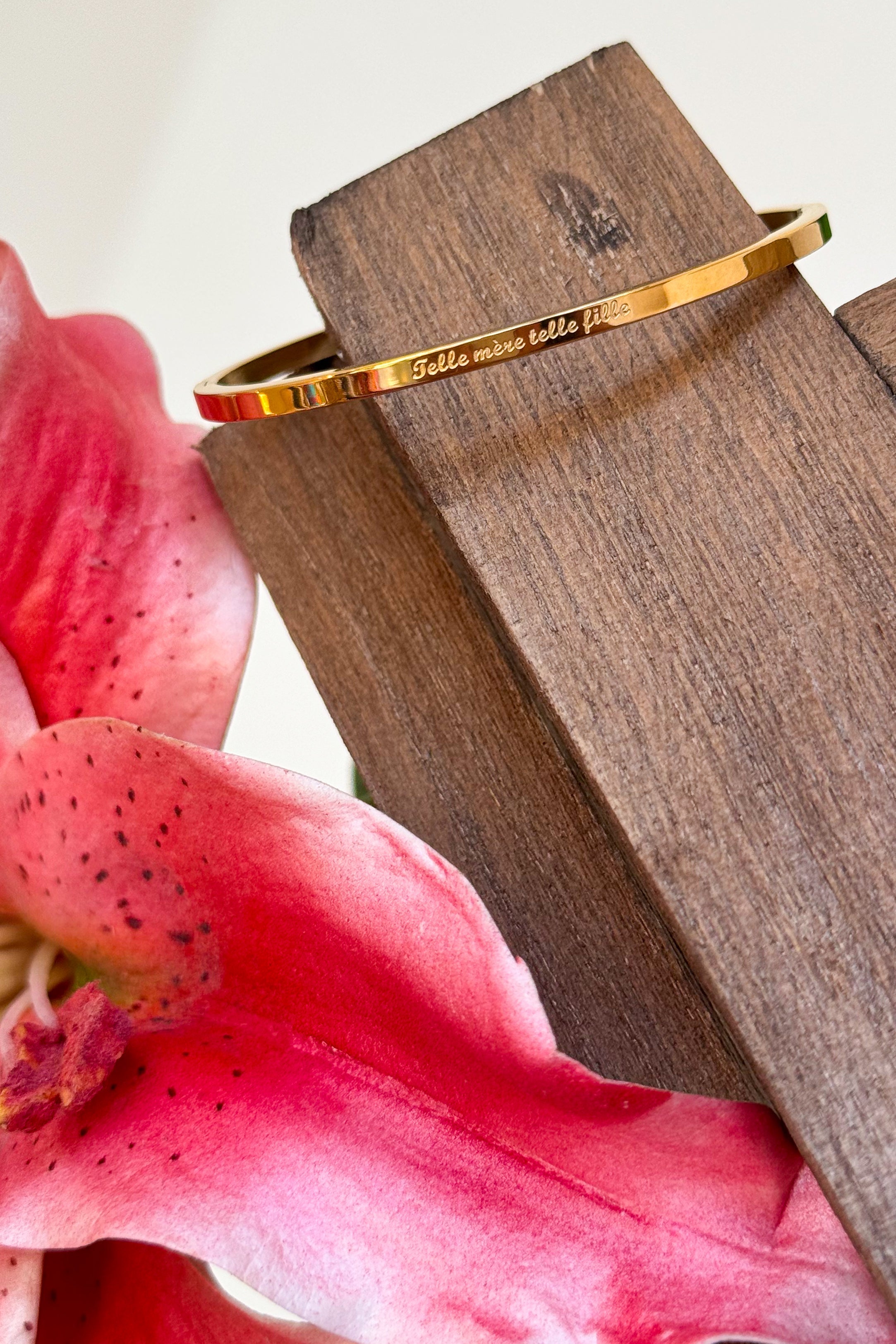 Jonc "TELLE MÈRE TELLE FILLE" doré en acier inoxydable