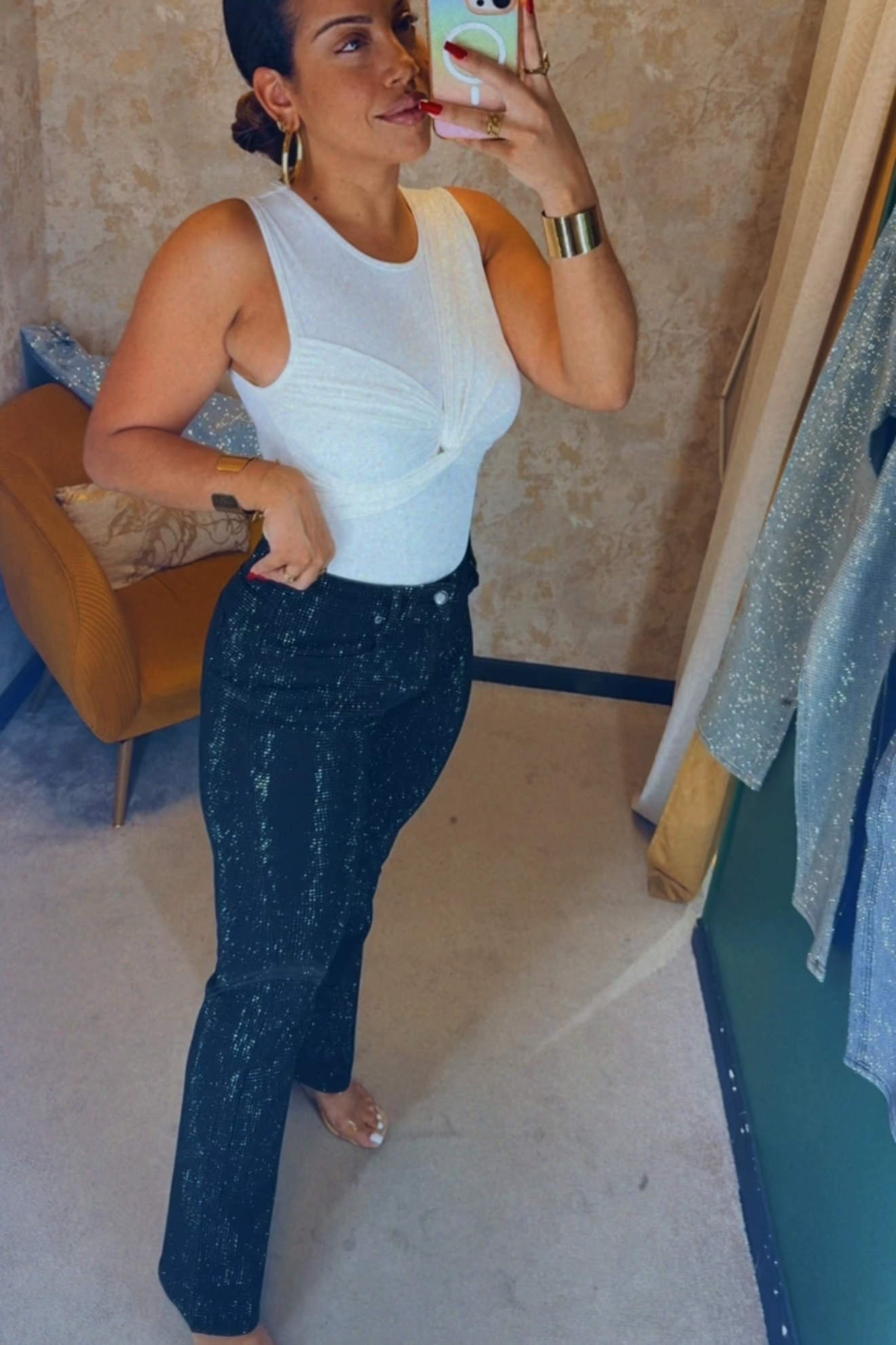 Diamonds denim - Jean à paillettes noir